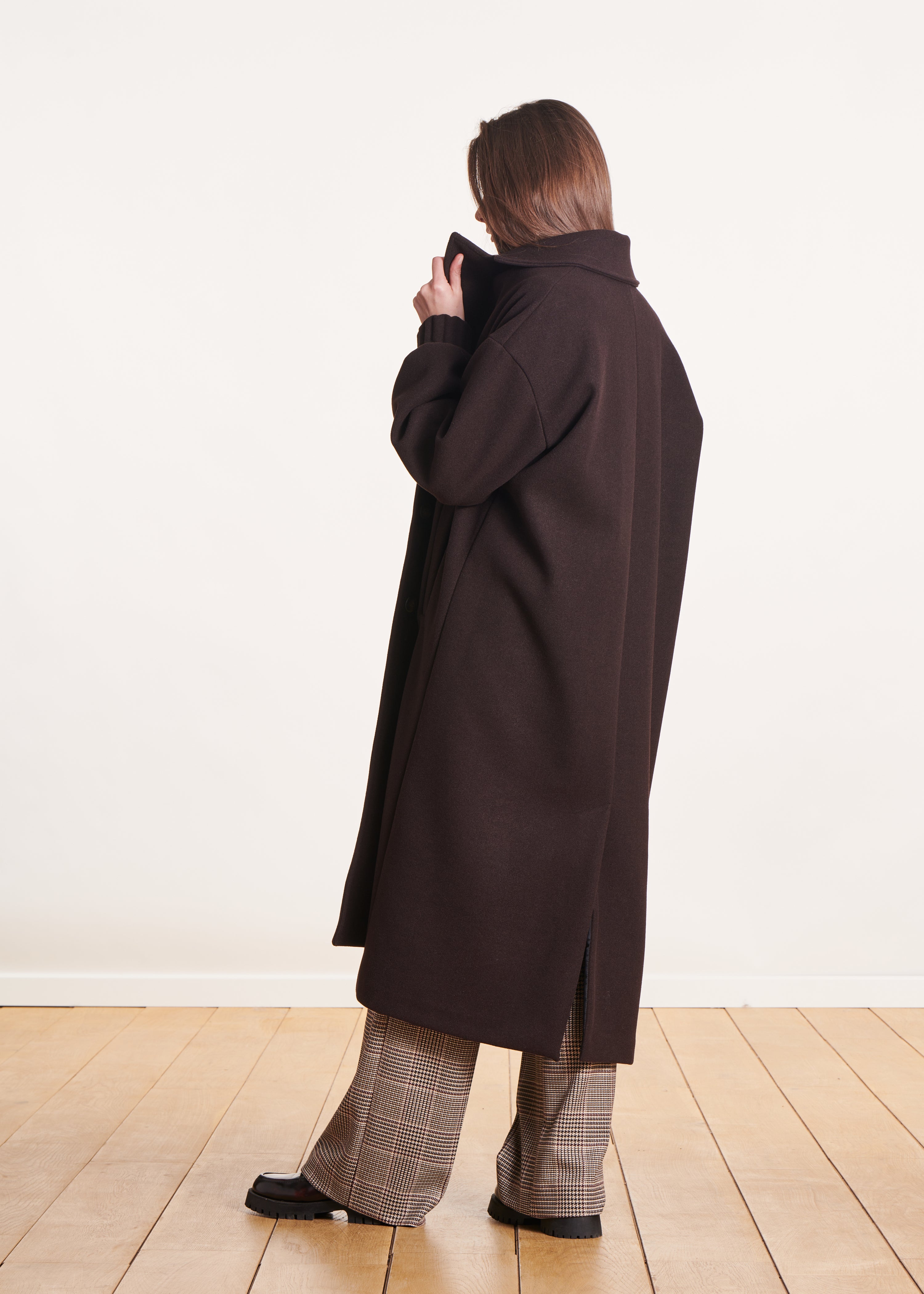 Manteau longo marron oversize