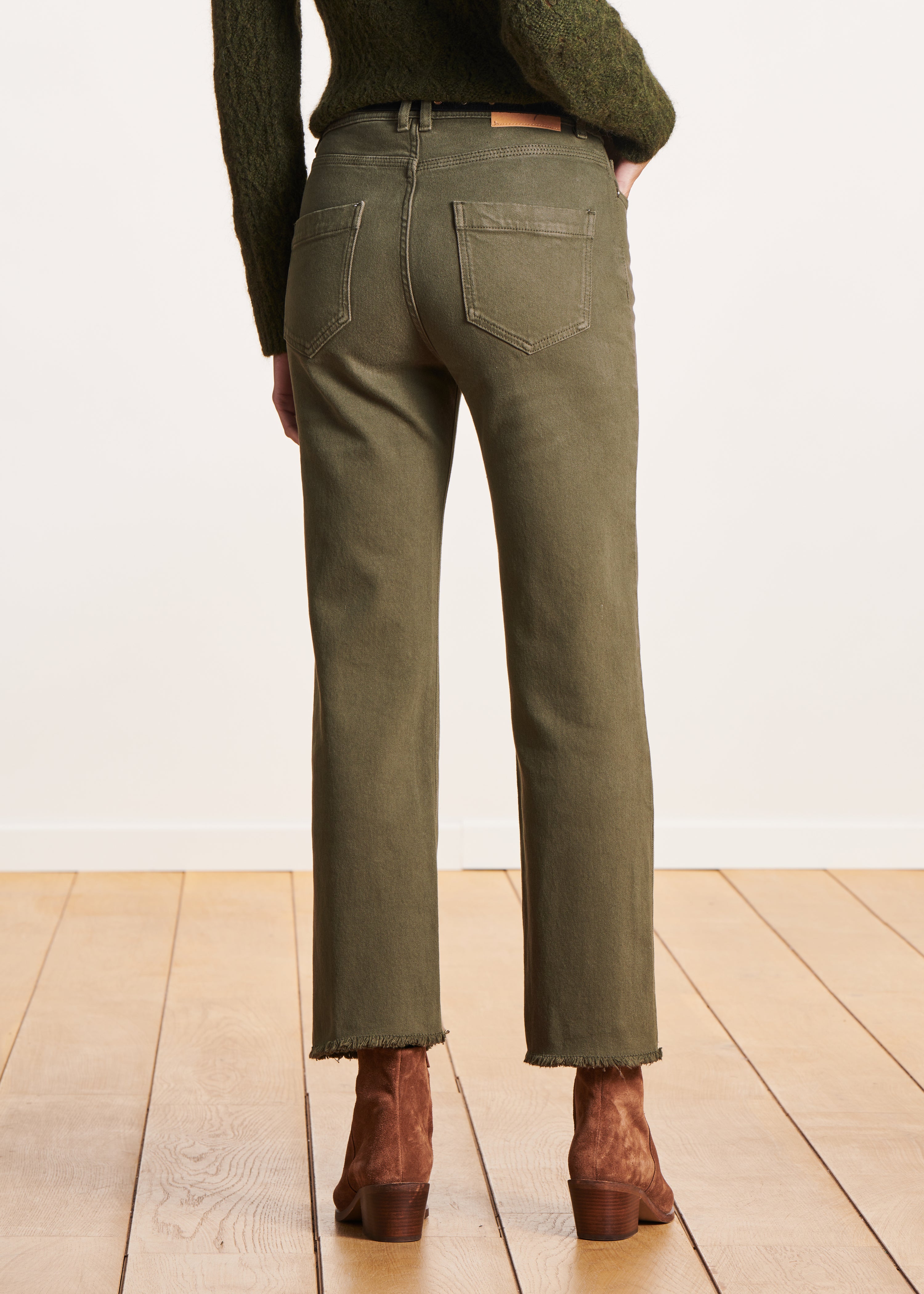 Khaki straight jeans in organic cotton