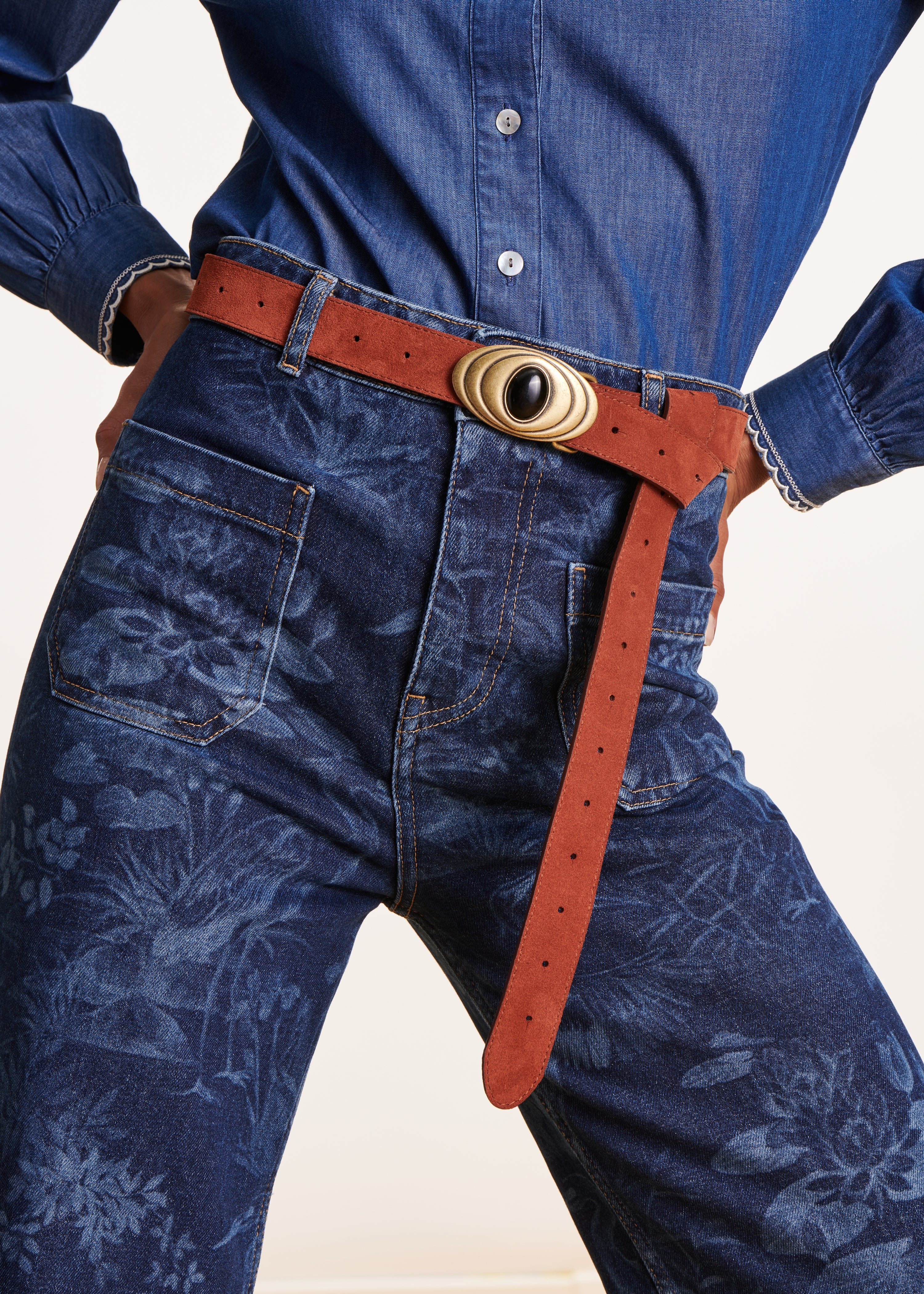 Flare jeans van biologisch katoen met hoge taille