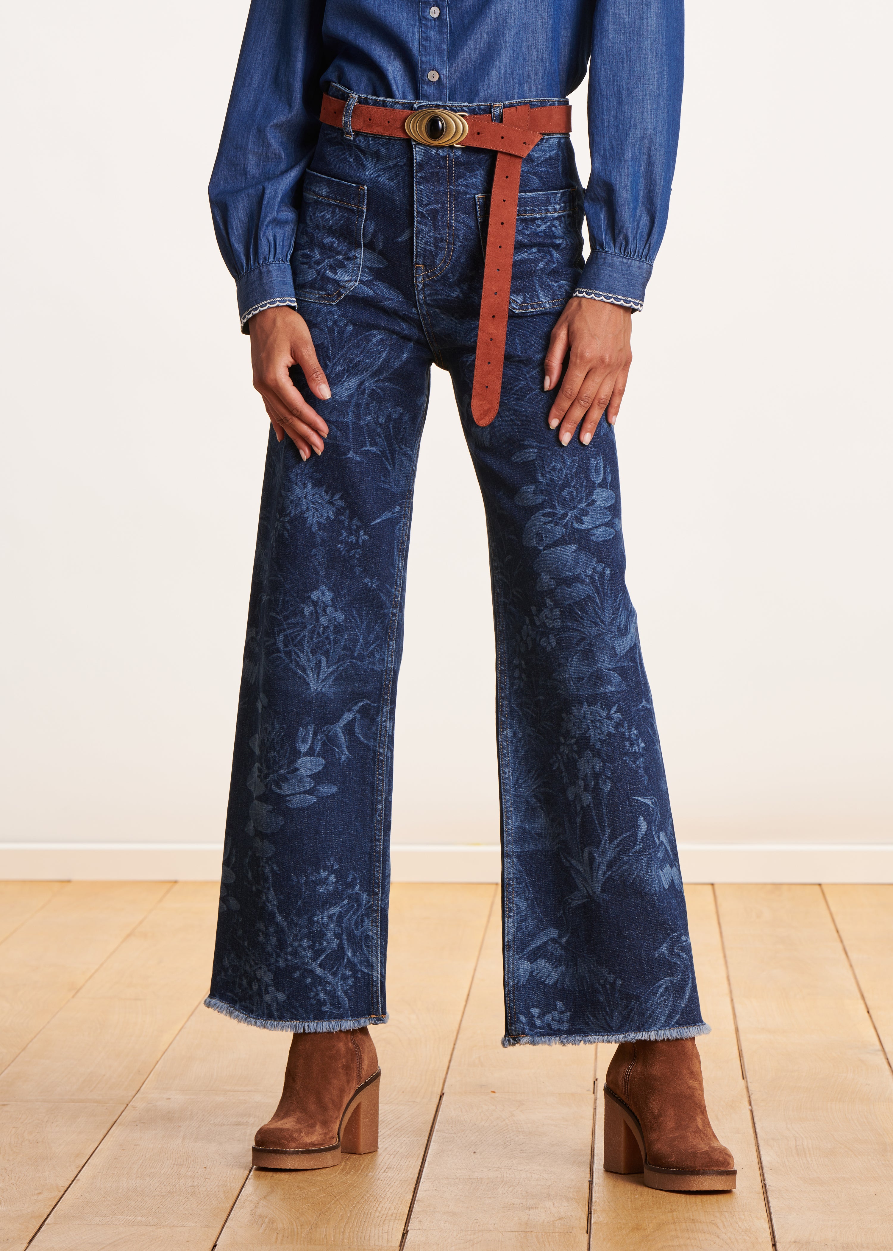 Flare jeans van biologisch katoen met hoge taille