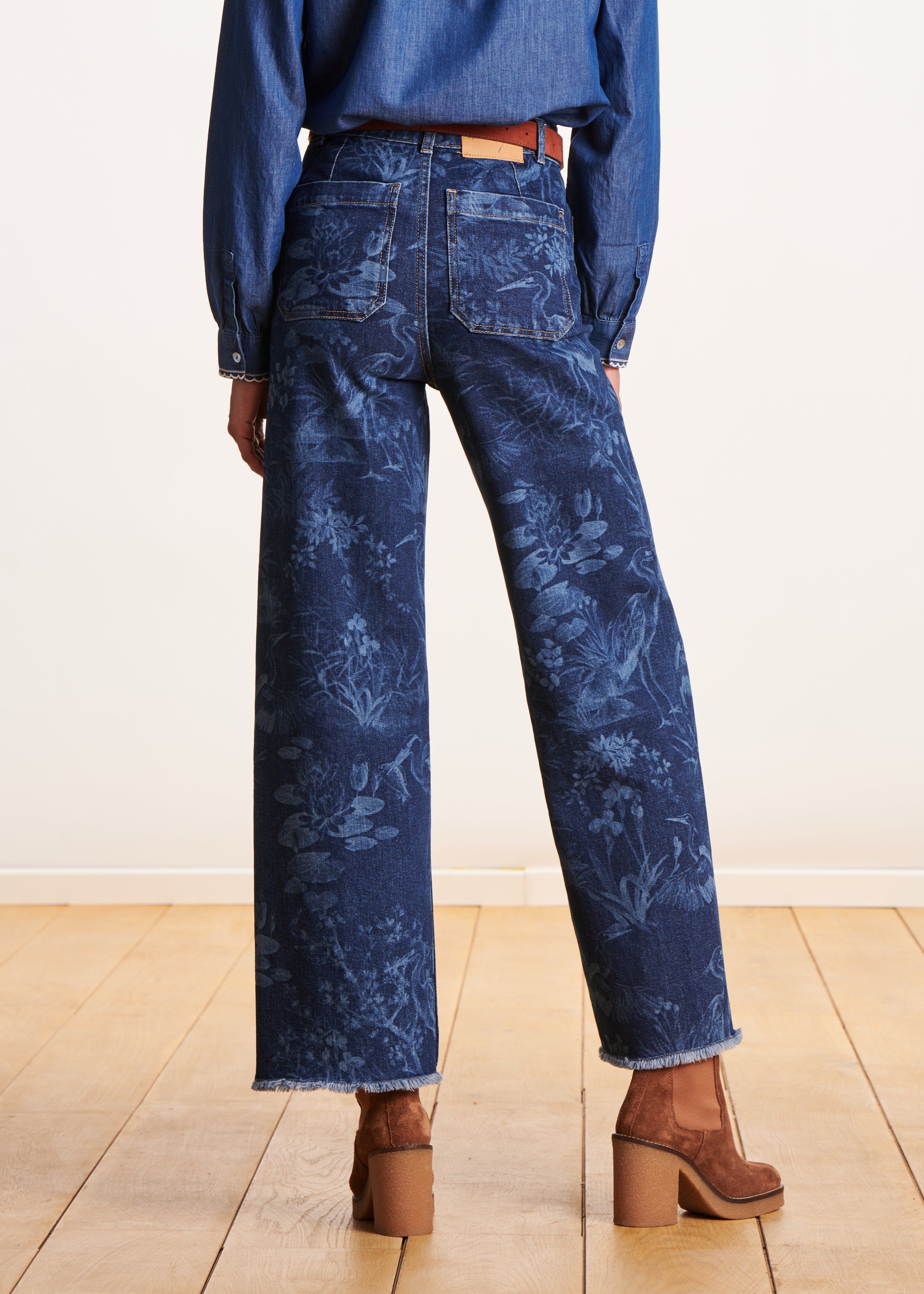 Jean flare en coton biologique taille haute