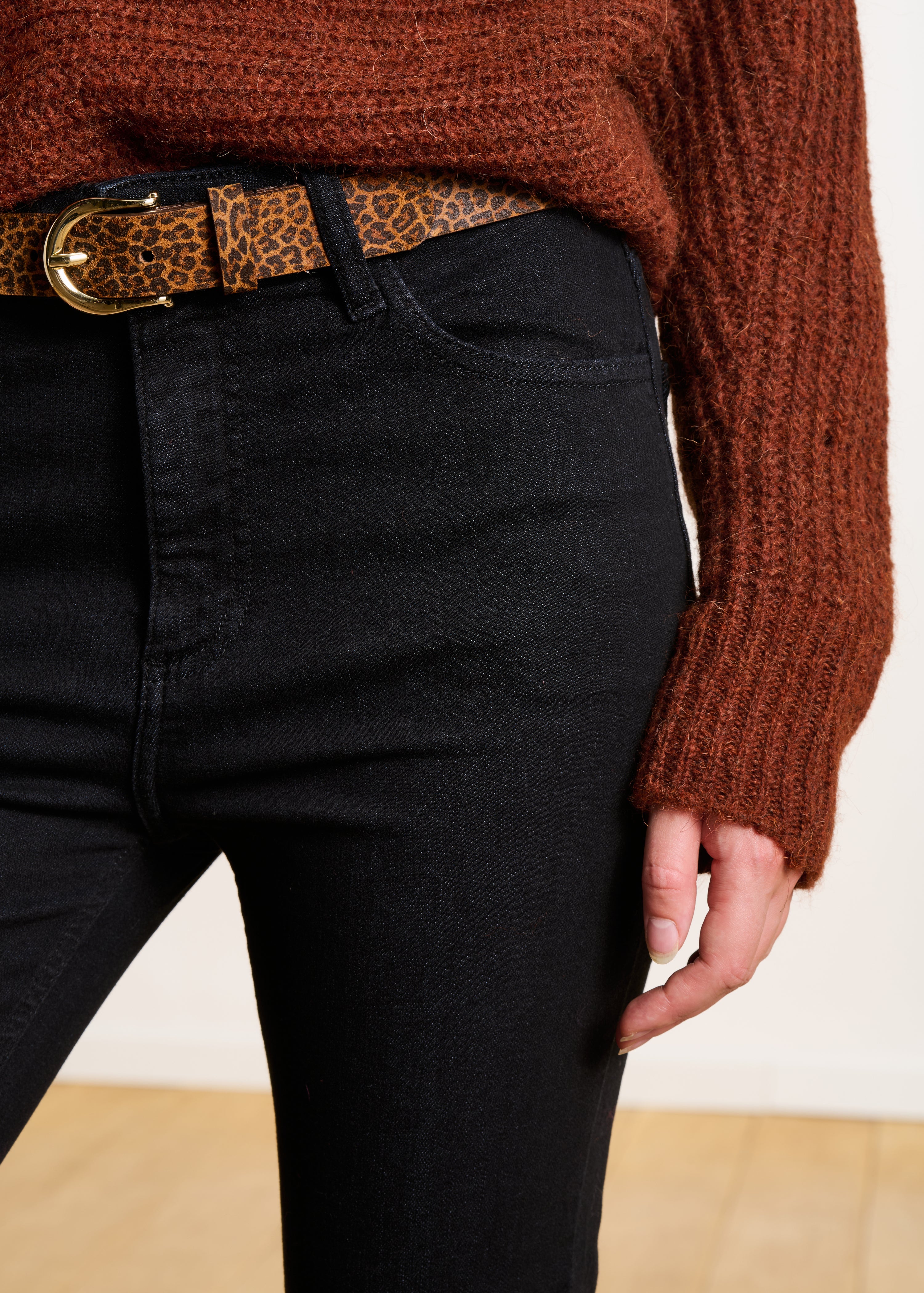 Jean cropped noir en coton biologique