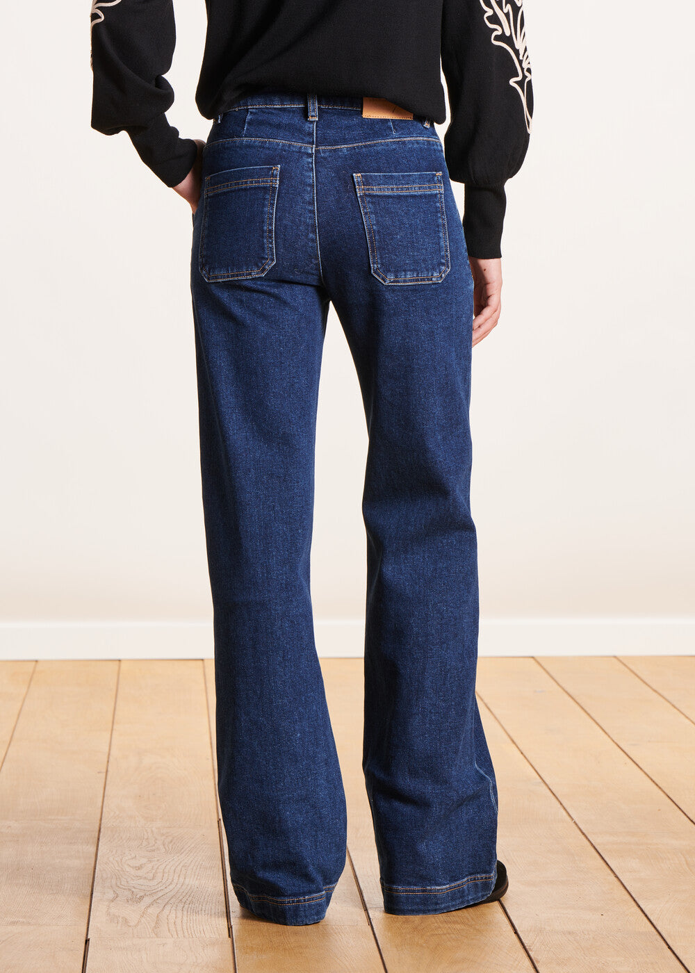 High-rise wide-leg organic cotton jeans