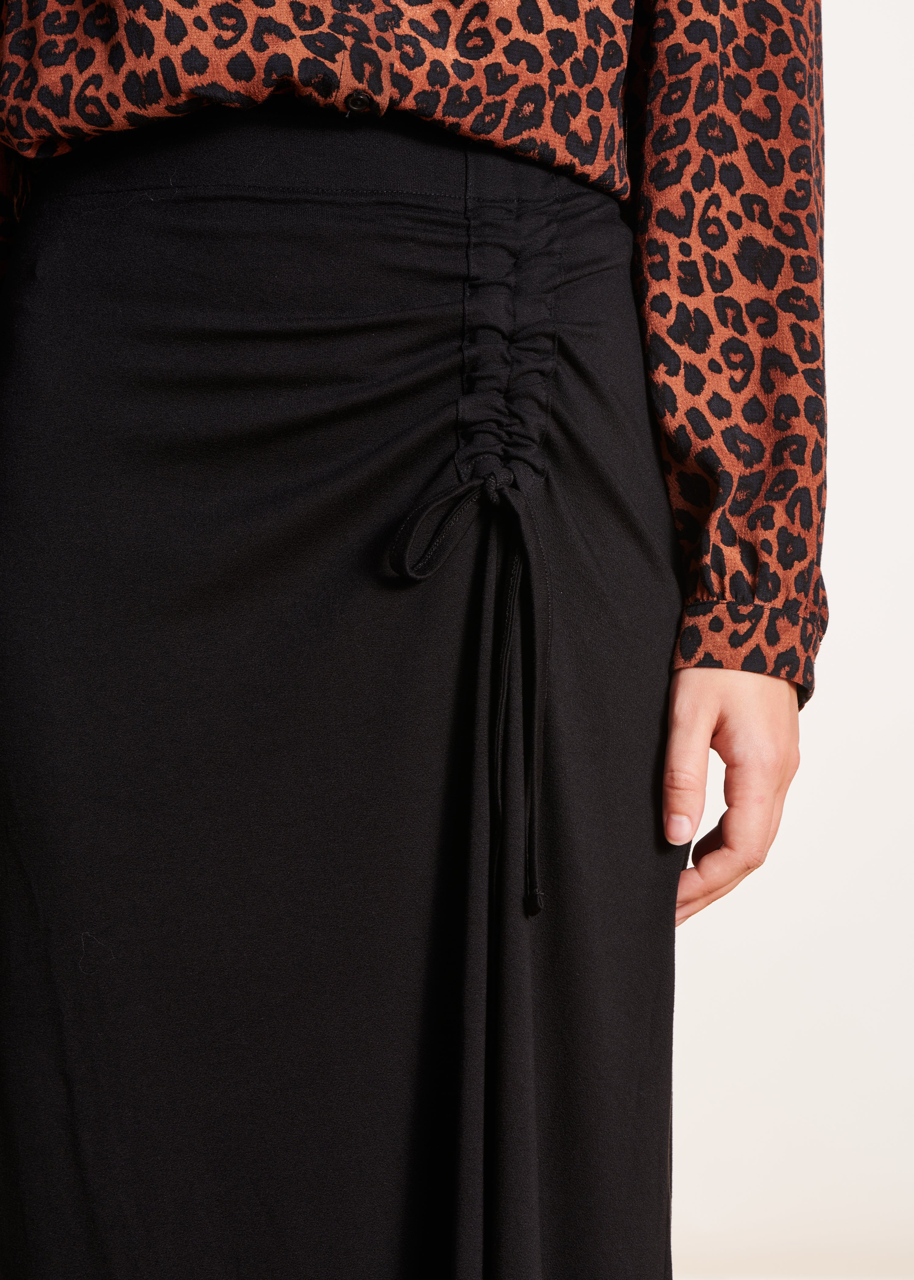 Black jersey midi skirt