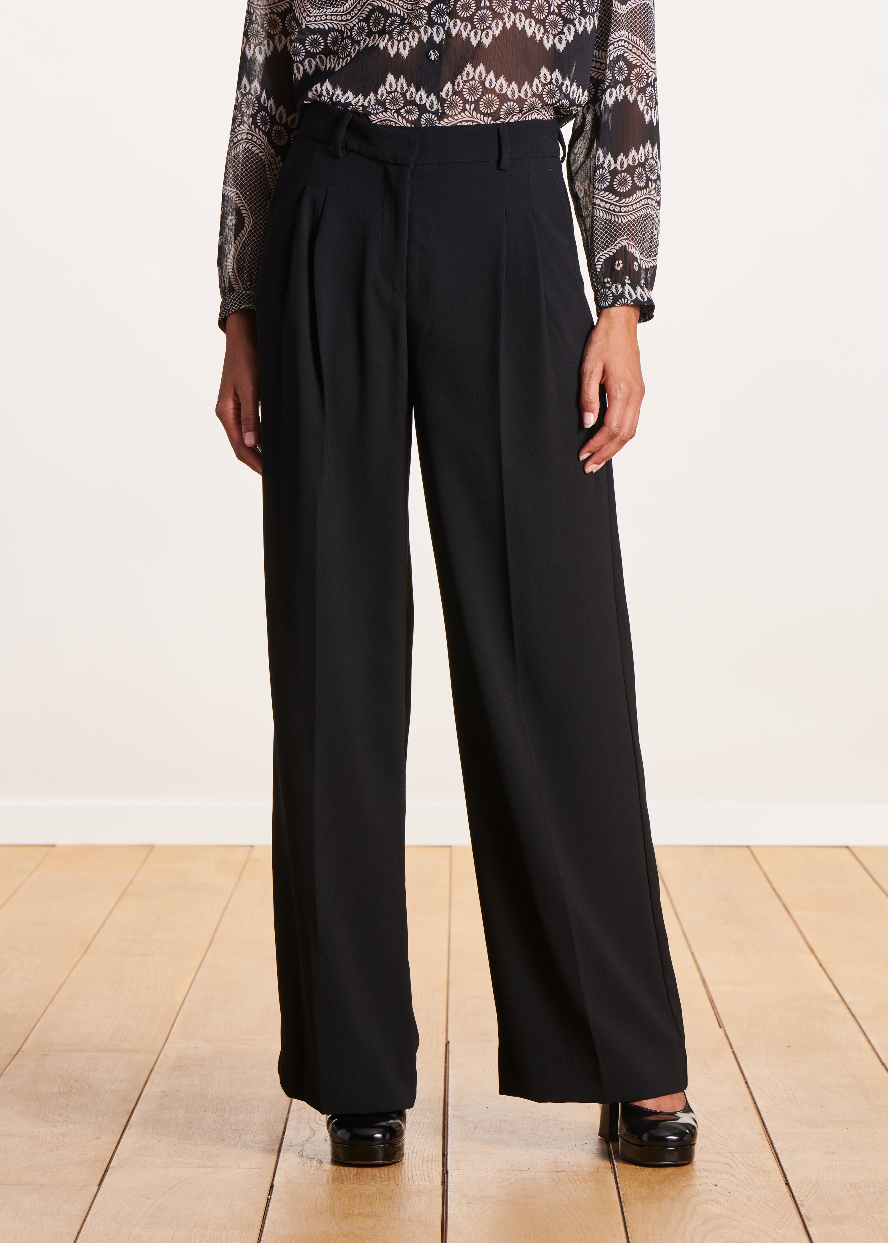 High-waisted wide-leg black pants