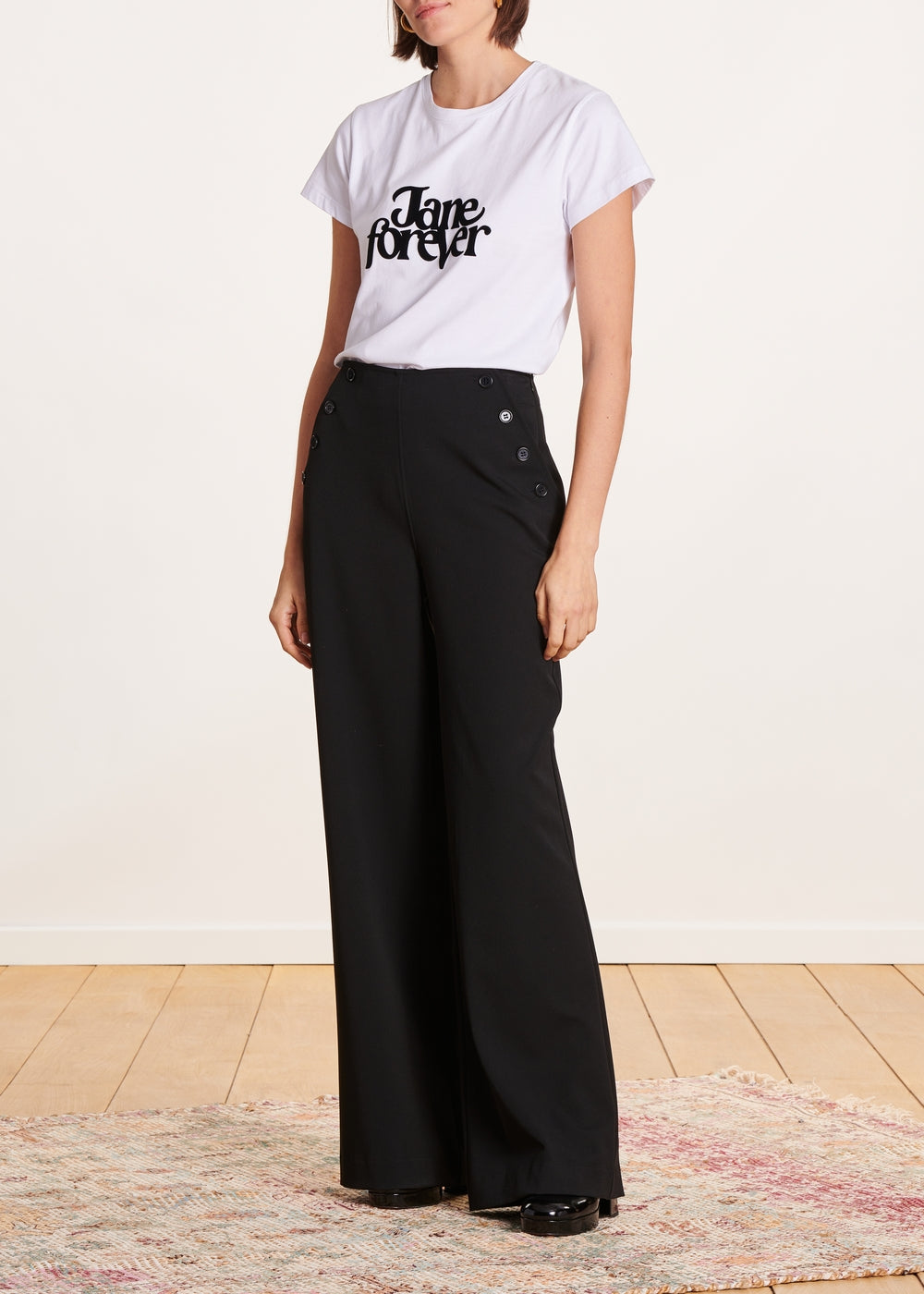 Pantalon noir à pont