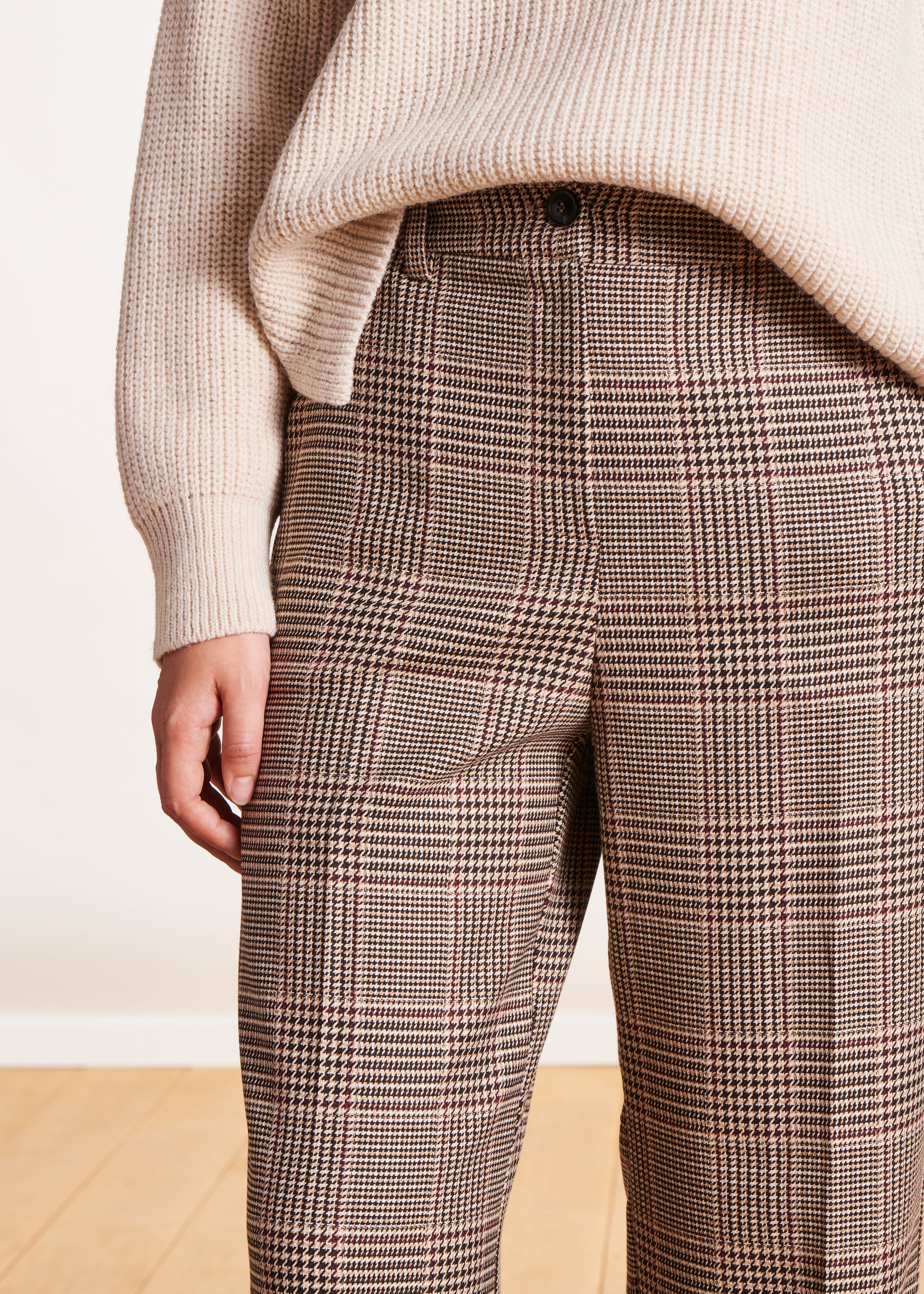 Brown wide plaid pants