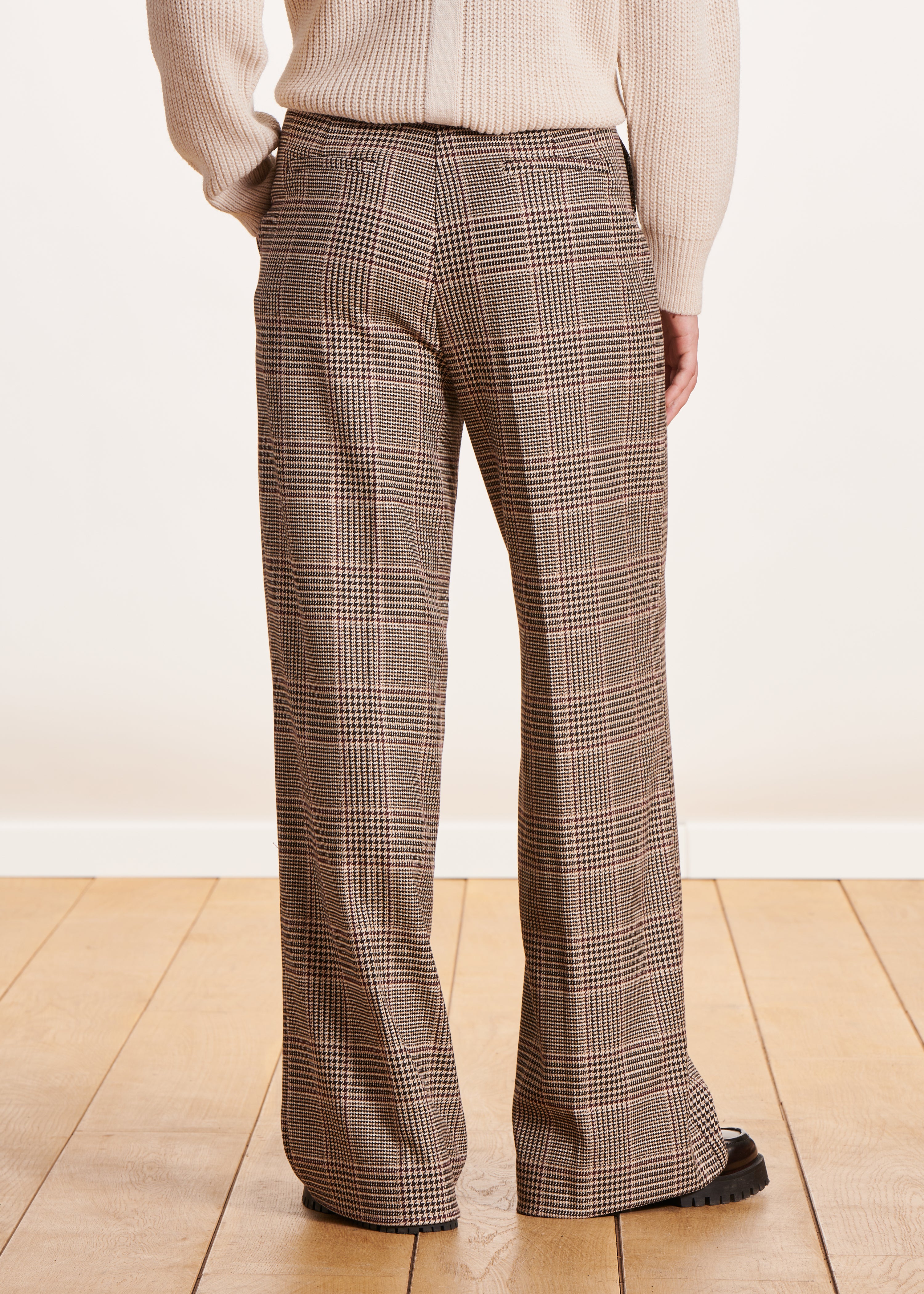 Brown wide plaid pants