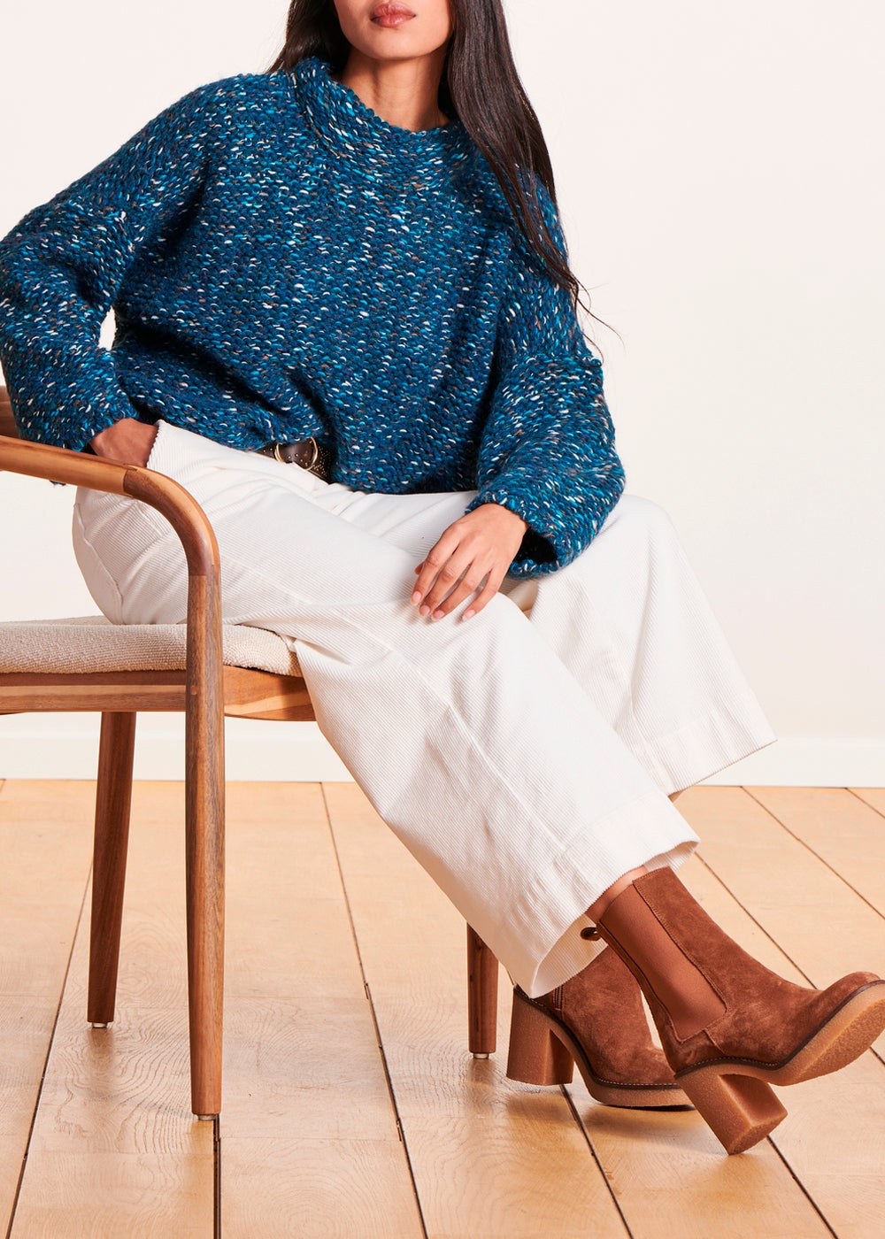 Maglia oversize a maniche lunghe in blu petrolio