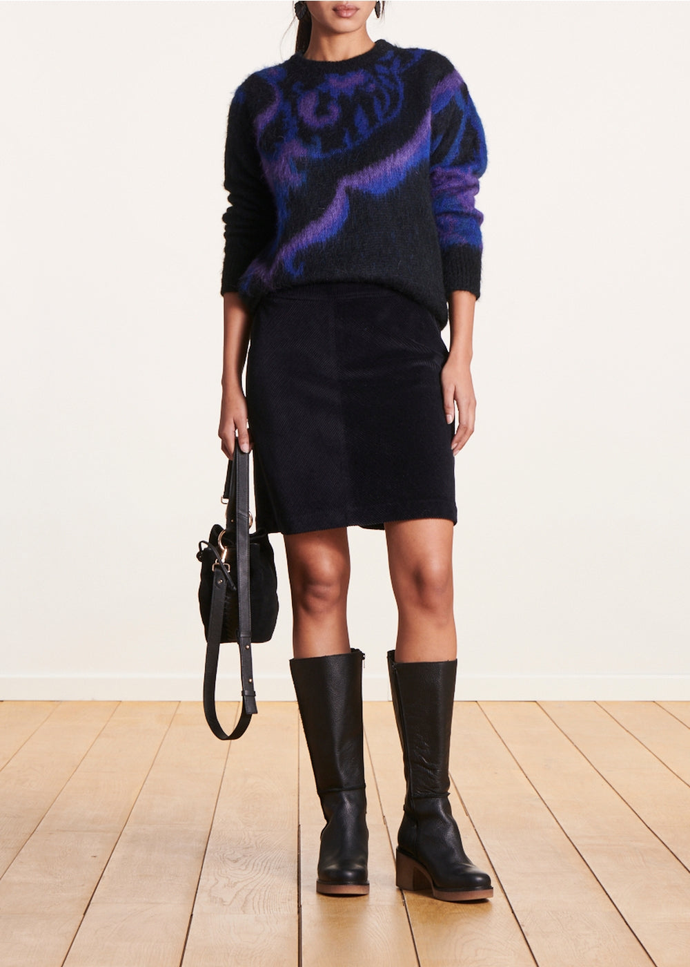 Straight black jacquard paisley jumper