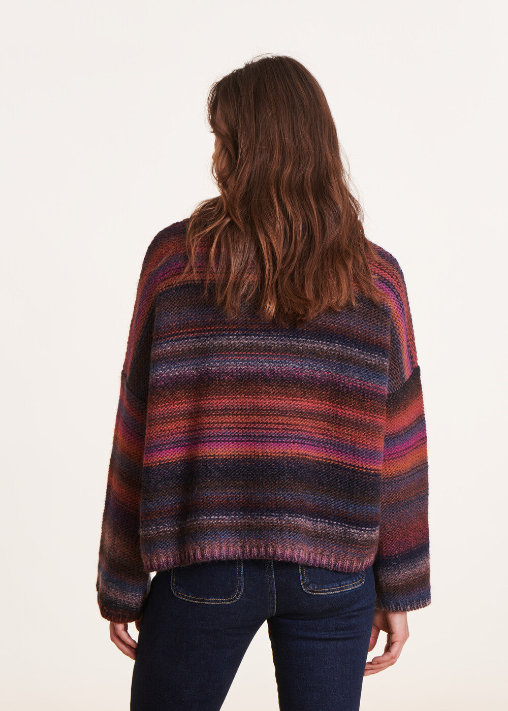 Pull rayé violet oversize en laine