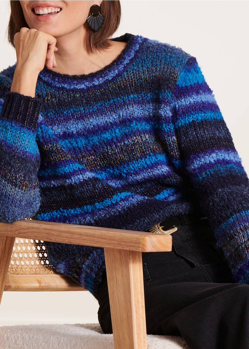 Blue striped knitted jumper