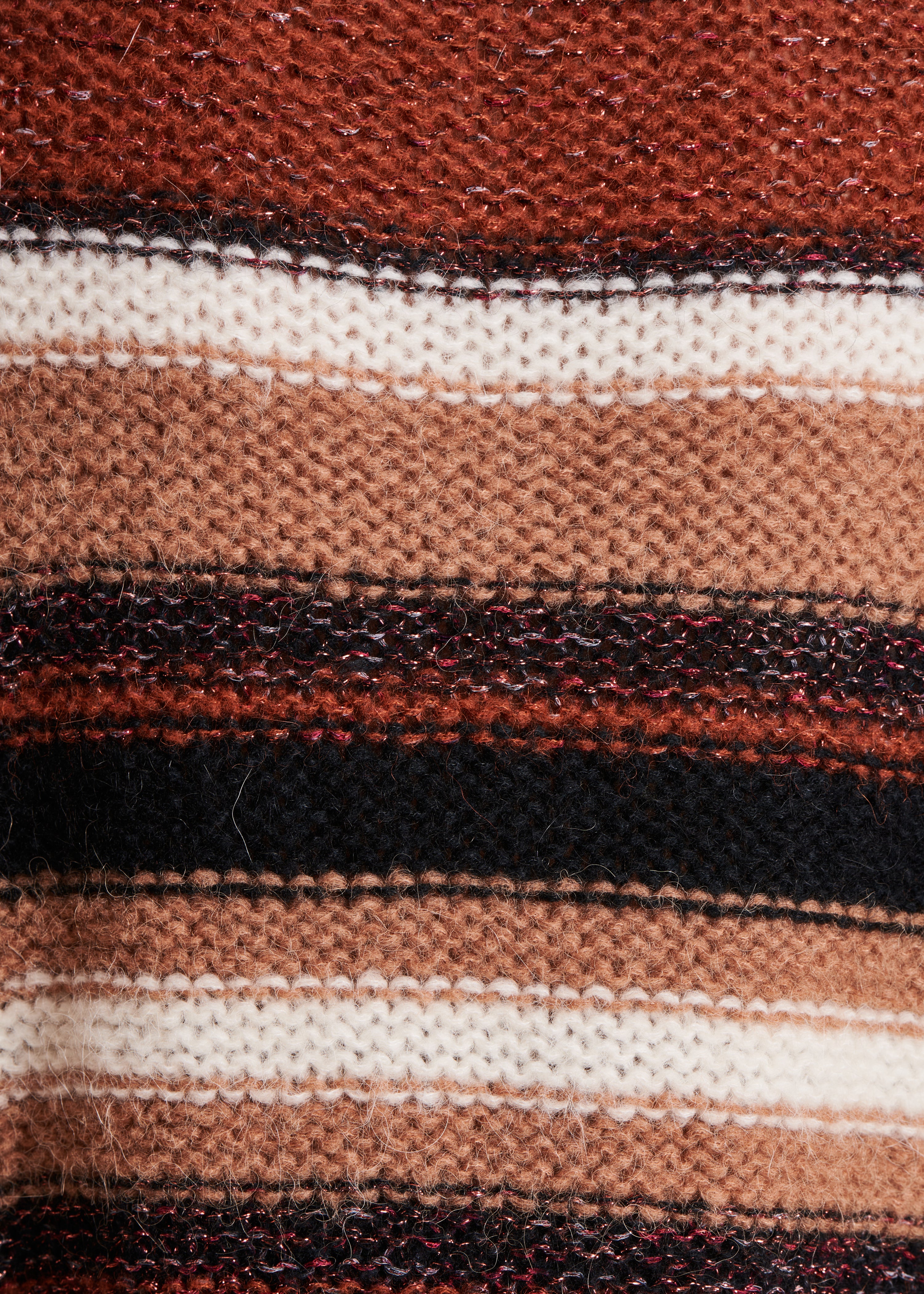 Brown sweater with wide stripes and turtleneck