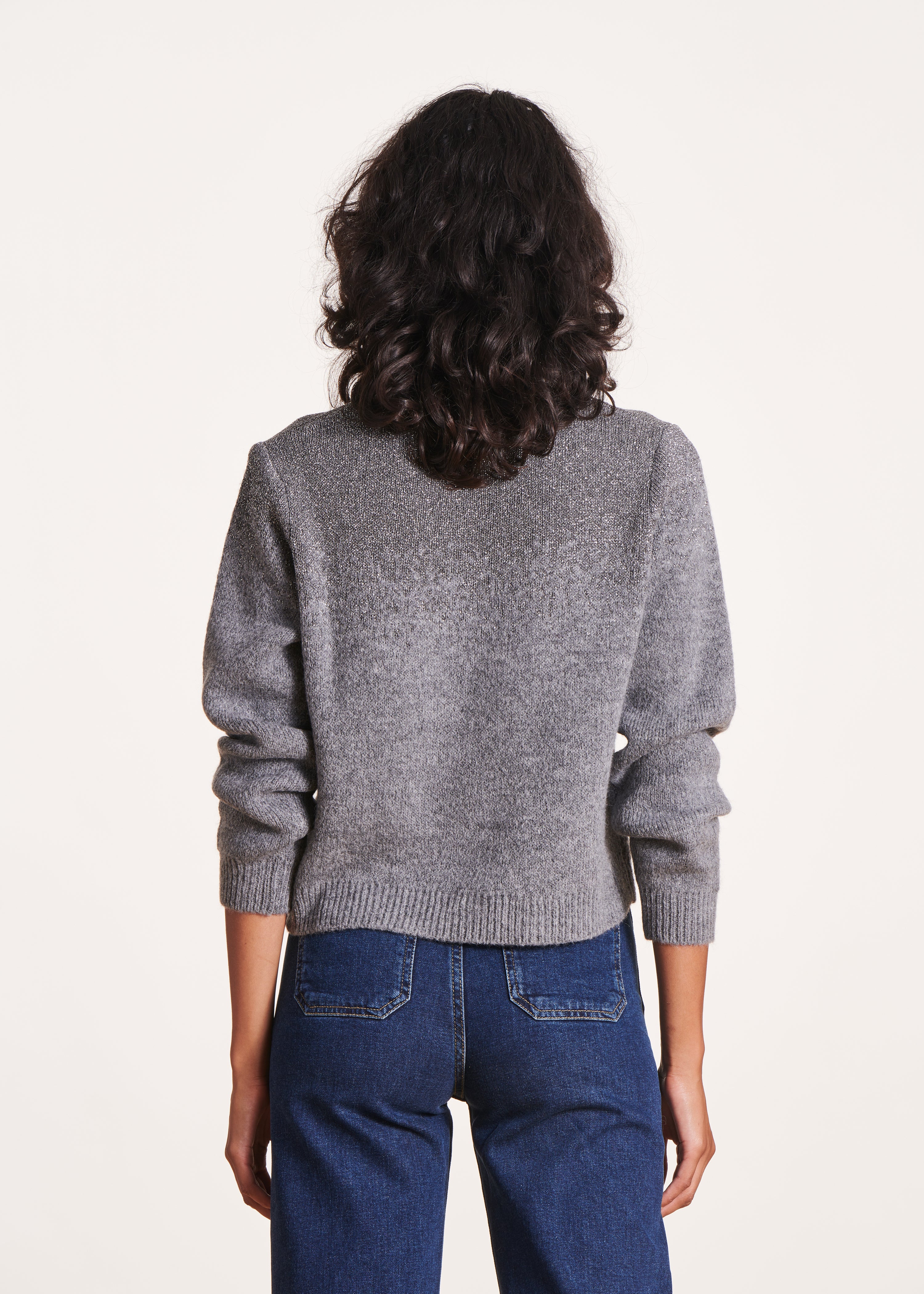 Pull gris ample coupe droite