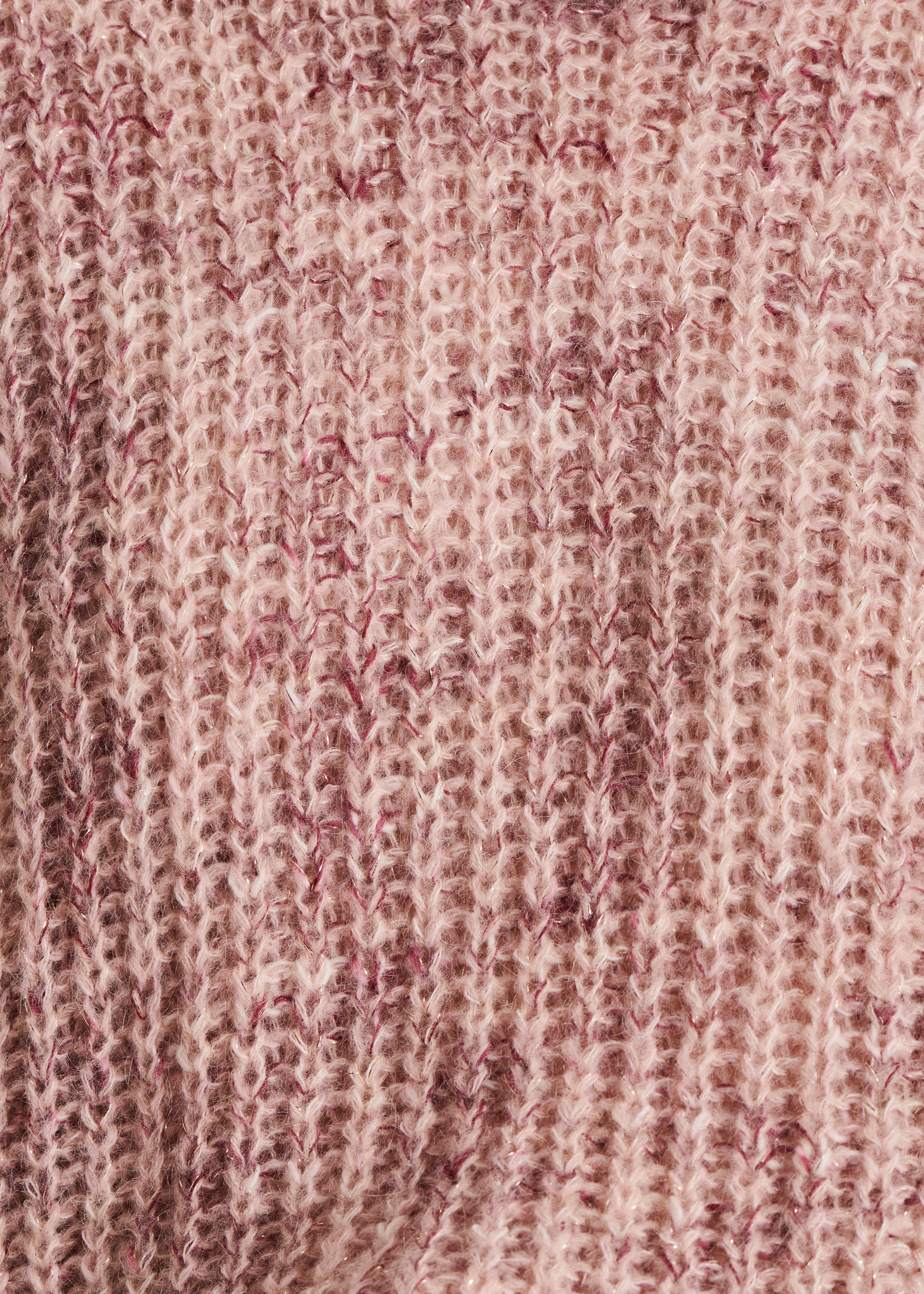 Pale pink iridescent knitted jumper with scoop neck