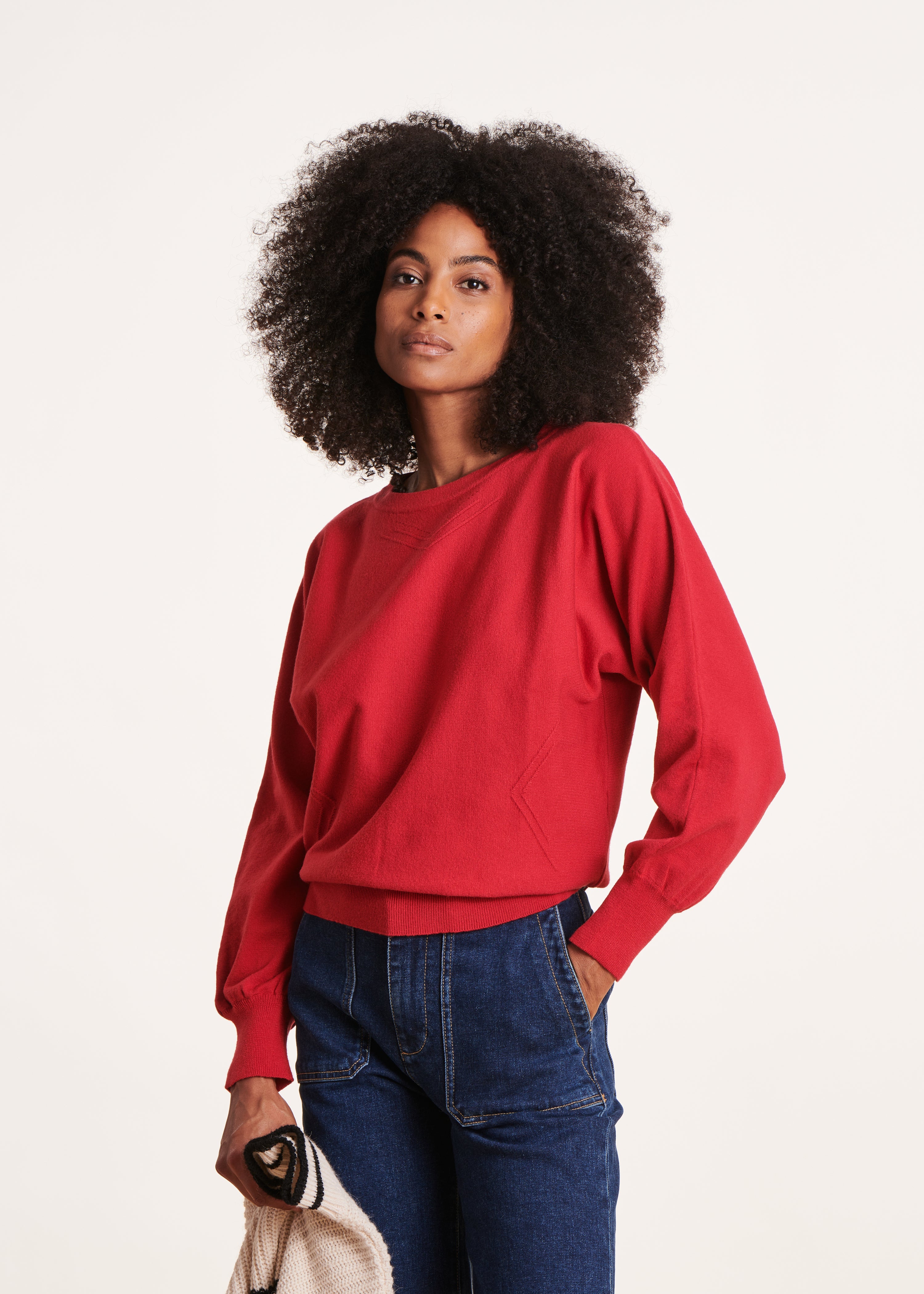 Pull rouge en maille fine