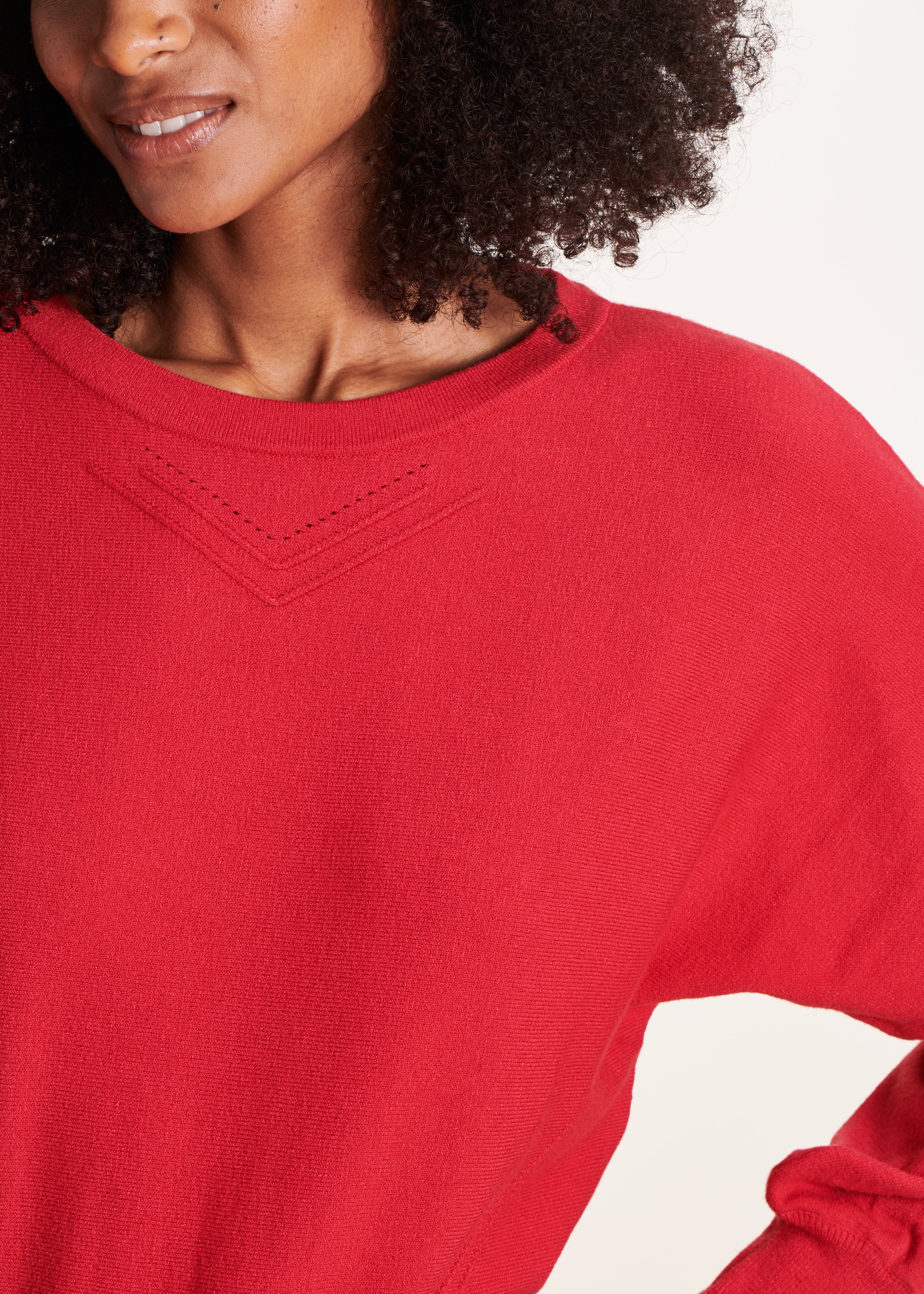 Pull rouge en maille fine