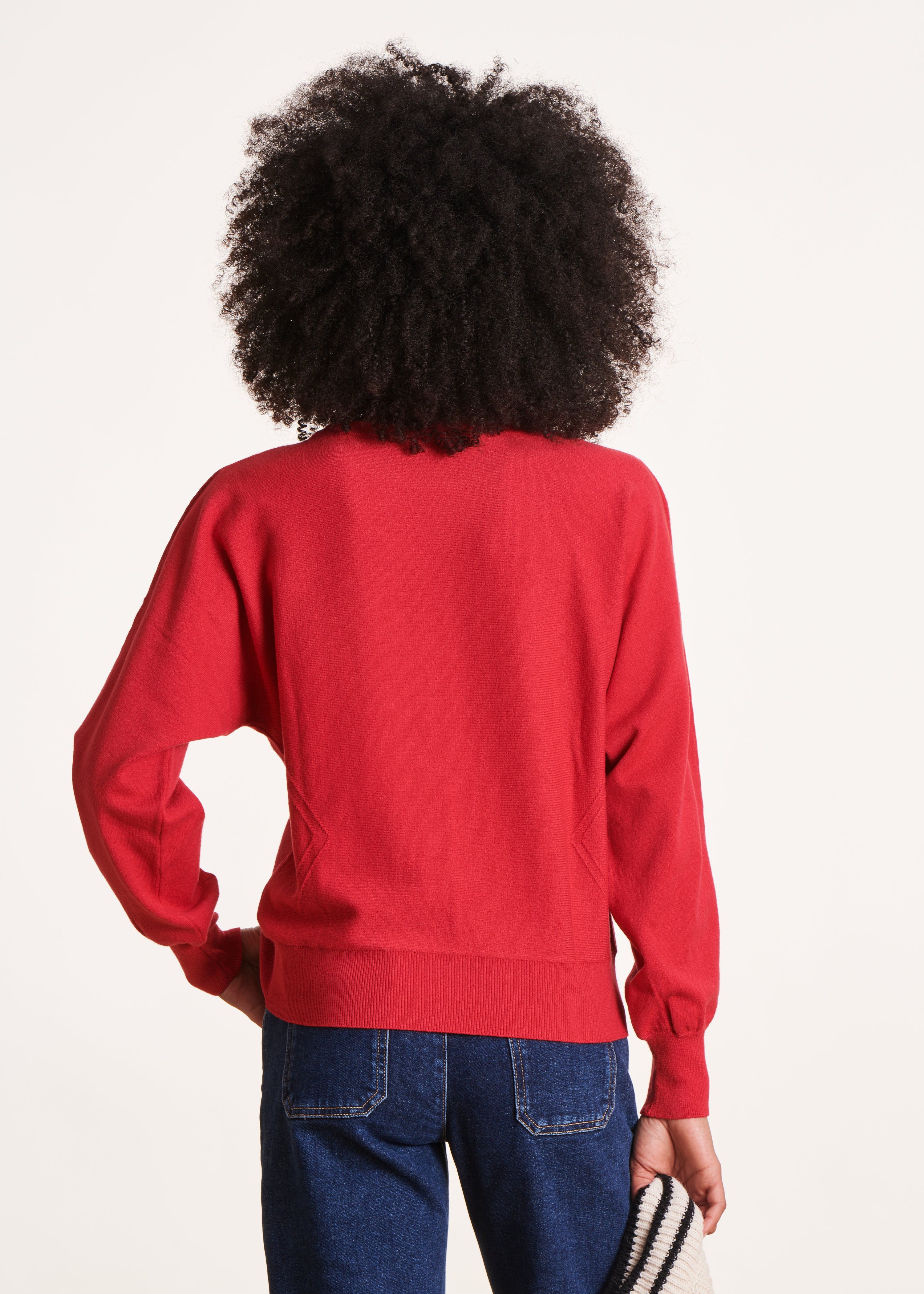 Pull rouge en maille fine