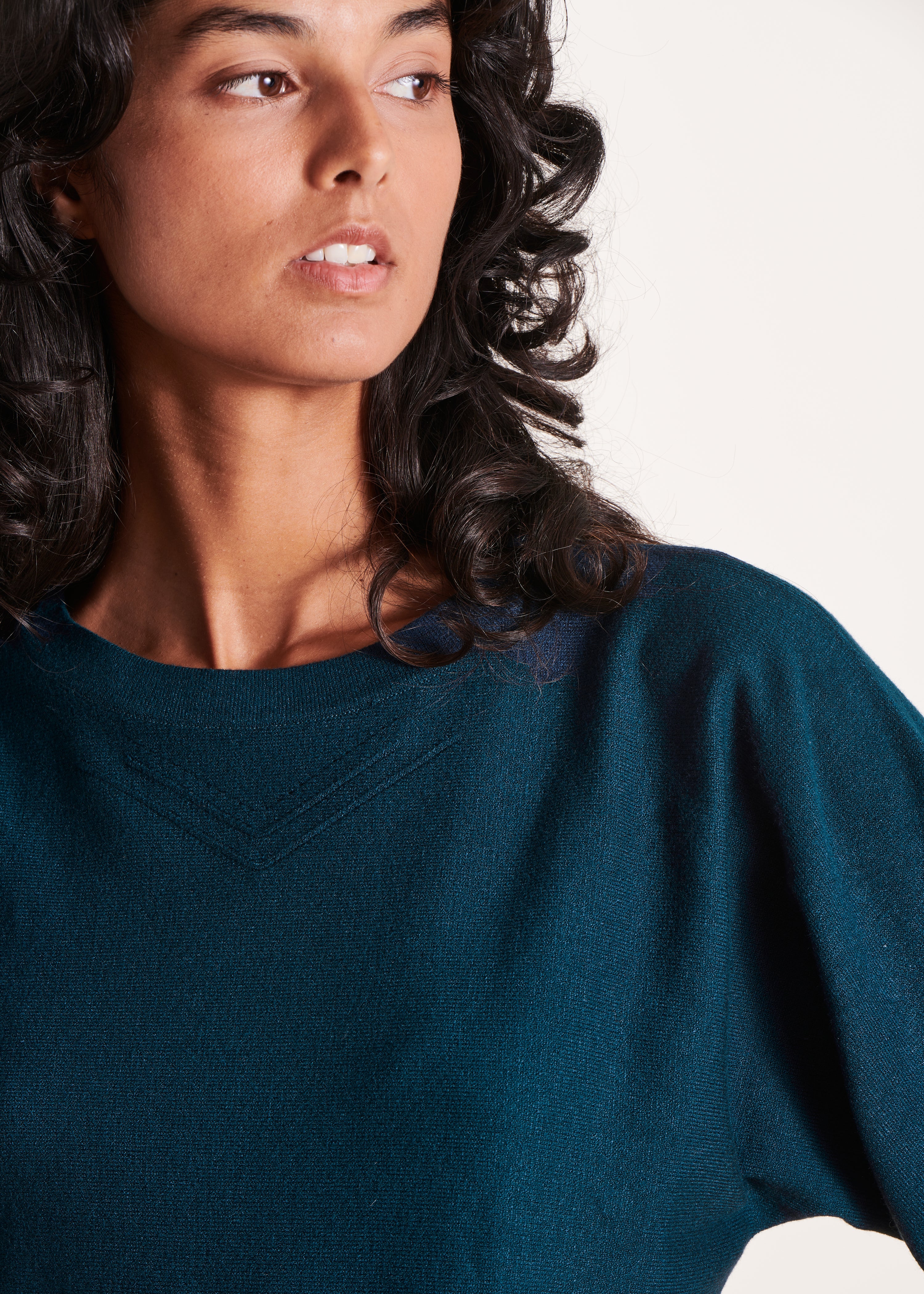 Petrol blue fine knit sweater