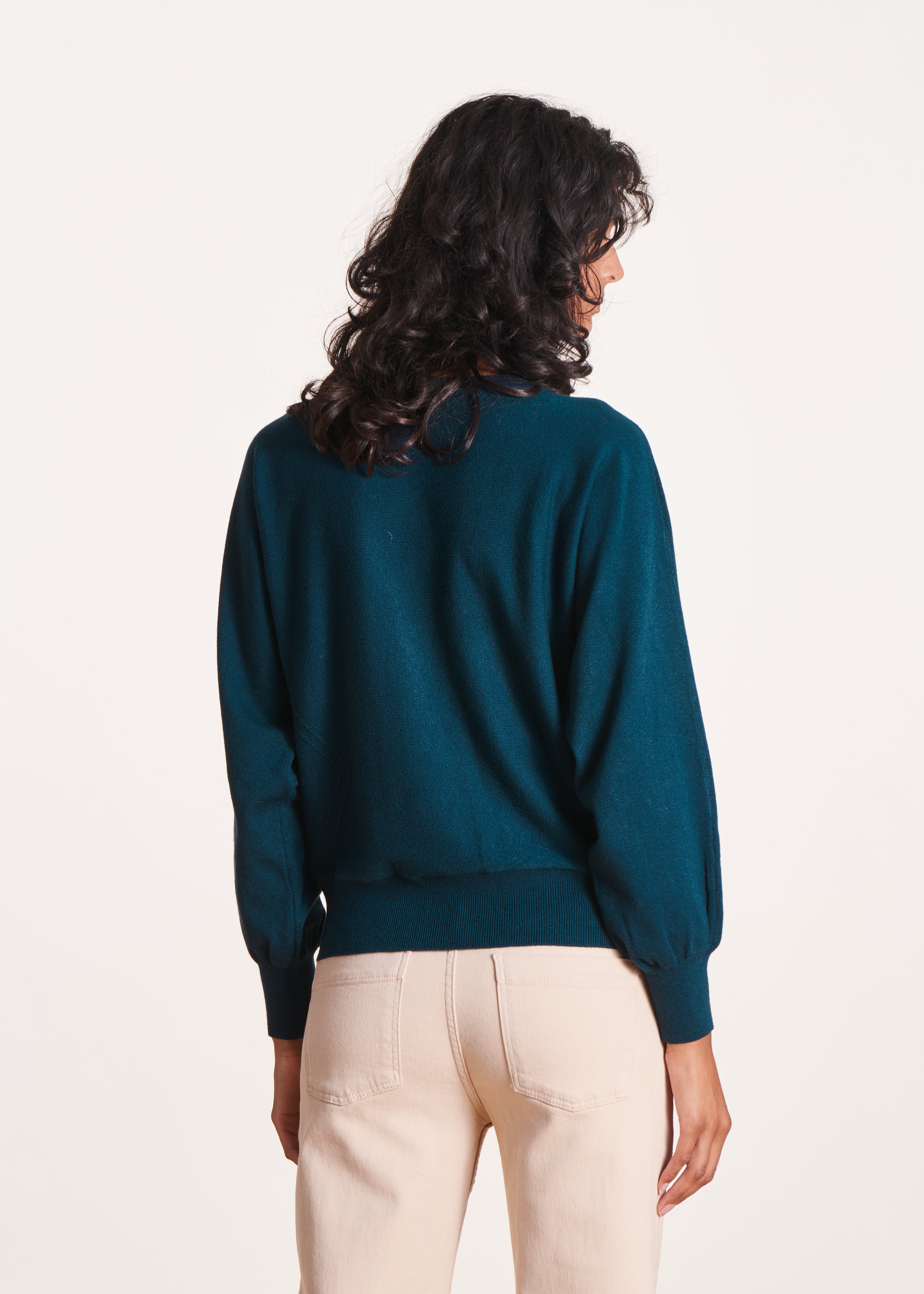 Petrol blue fine knit sweater