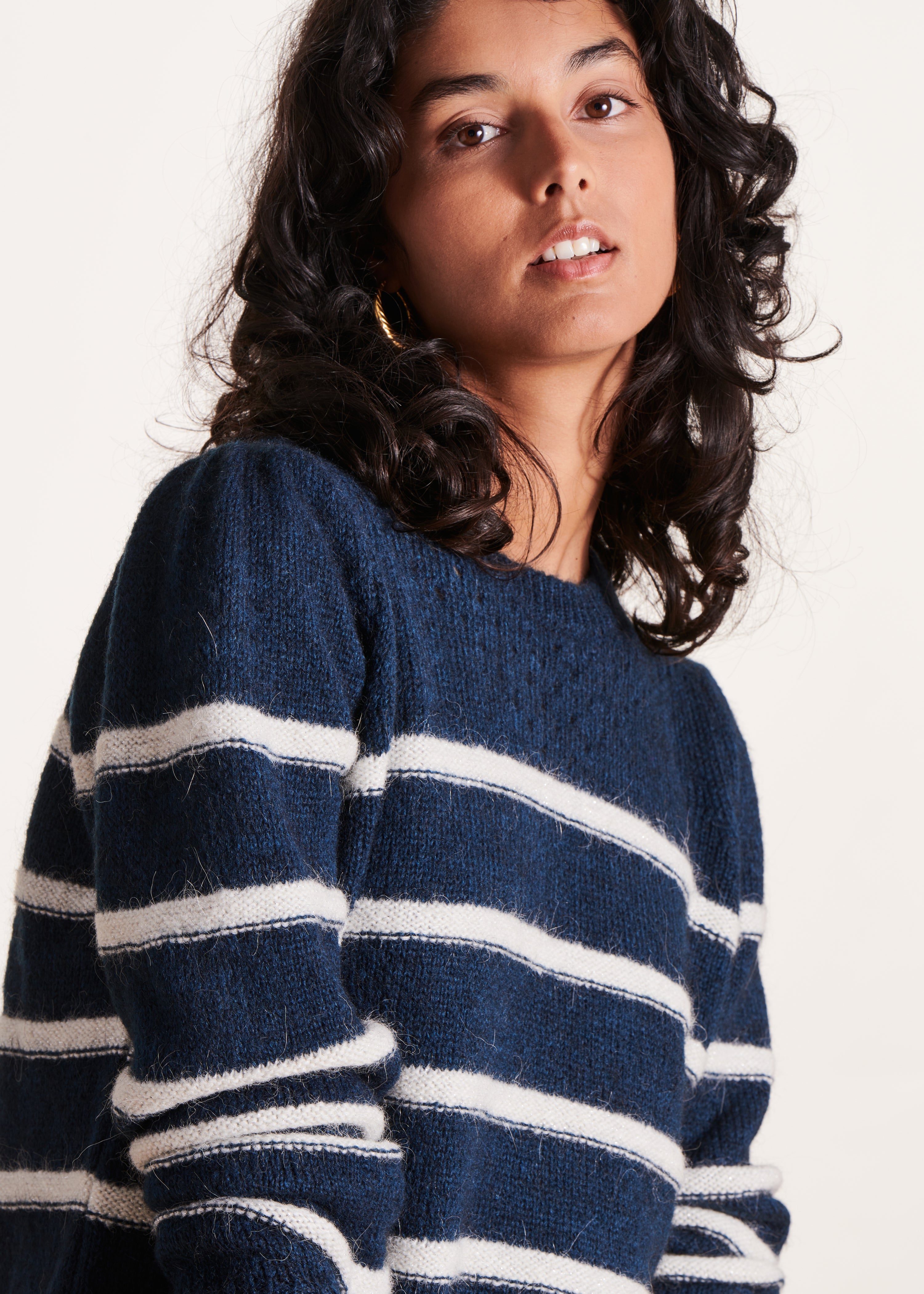 White striped sailor style sweater