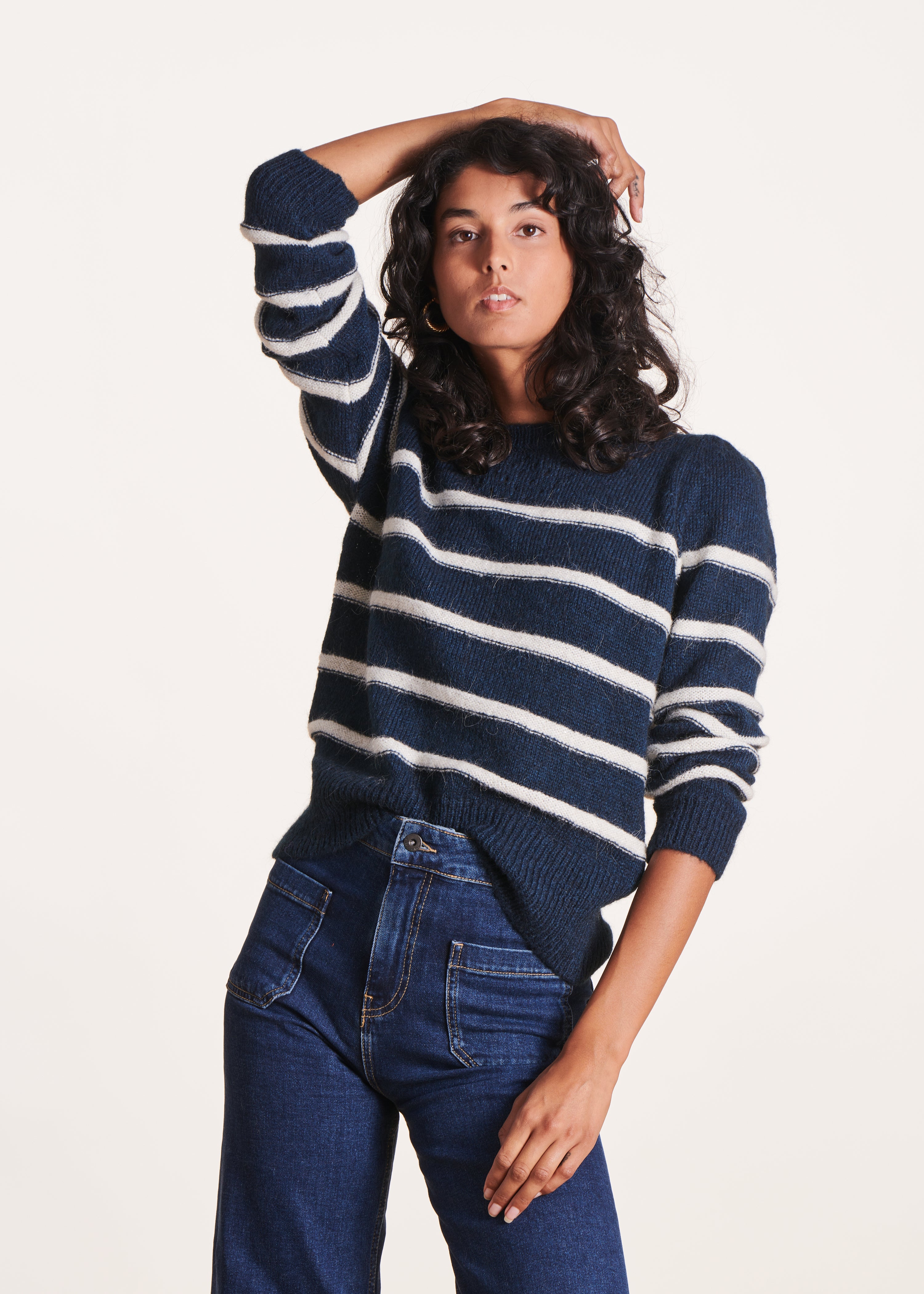 White striped sailor style sweater