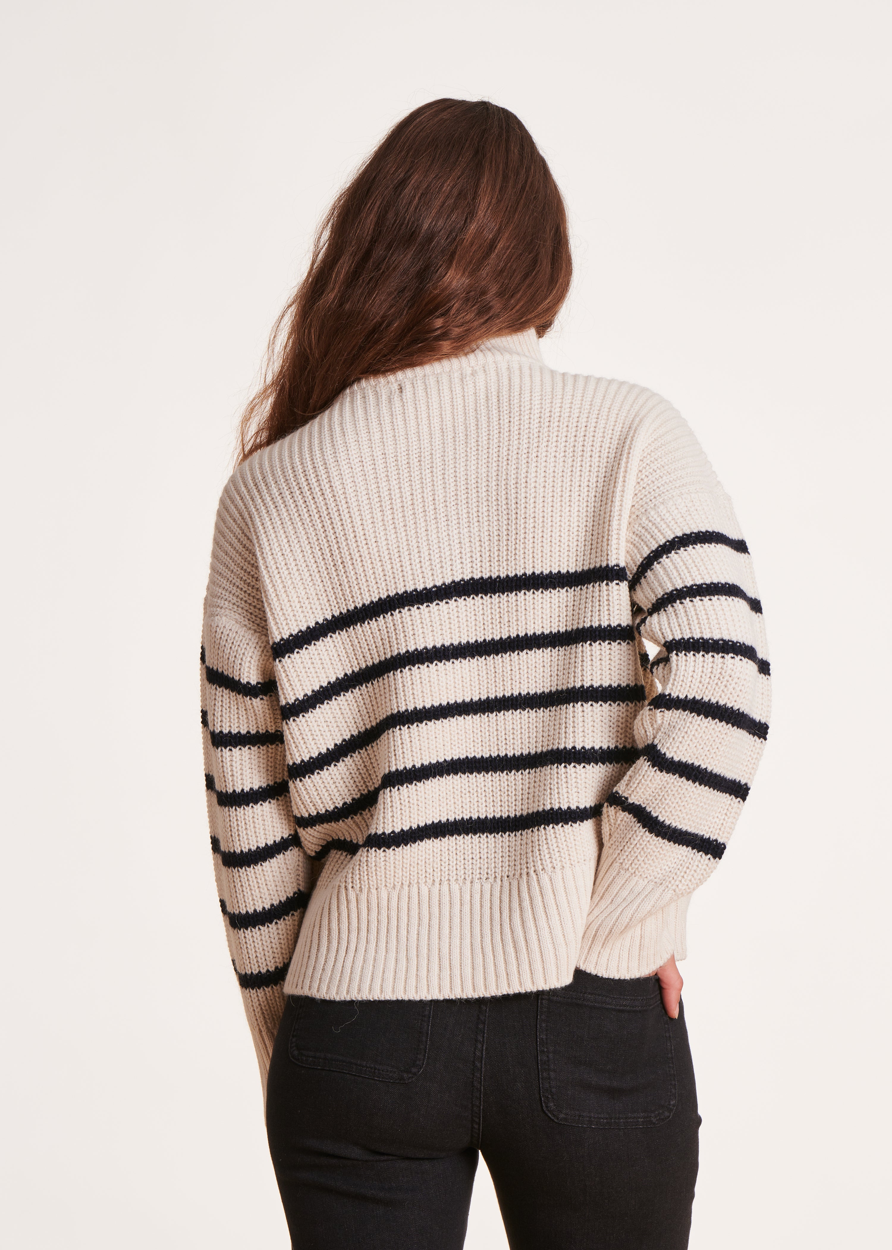 Striped trucker sweater