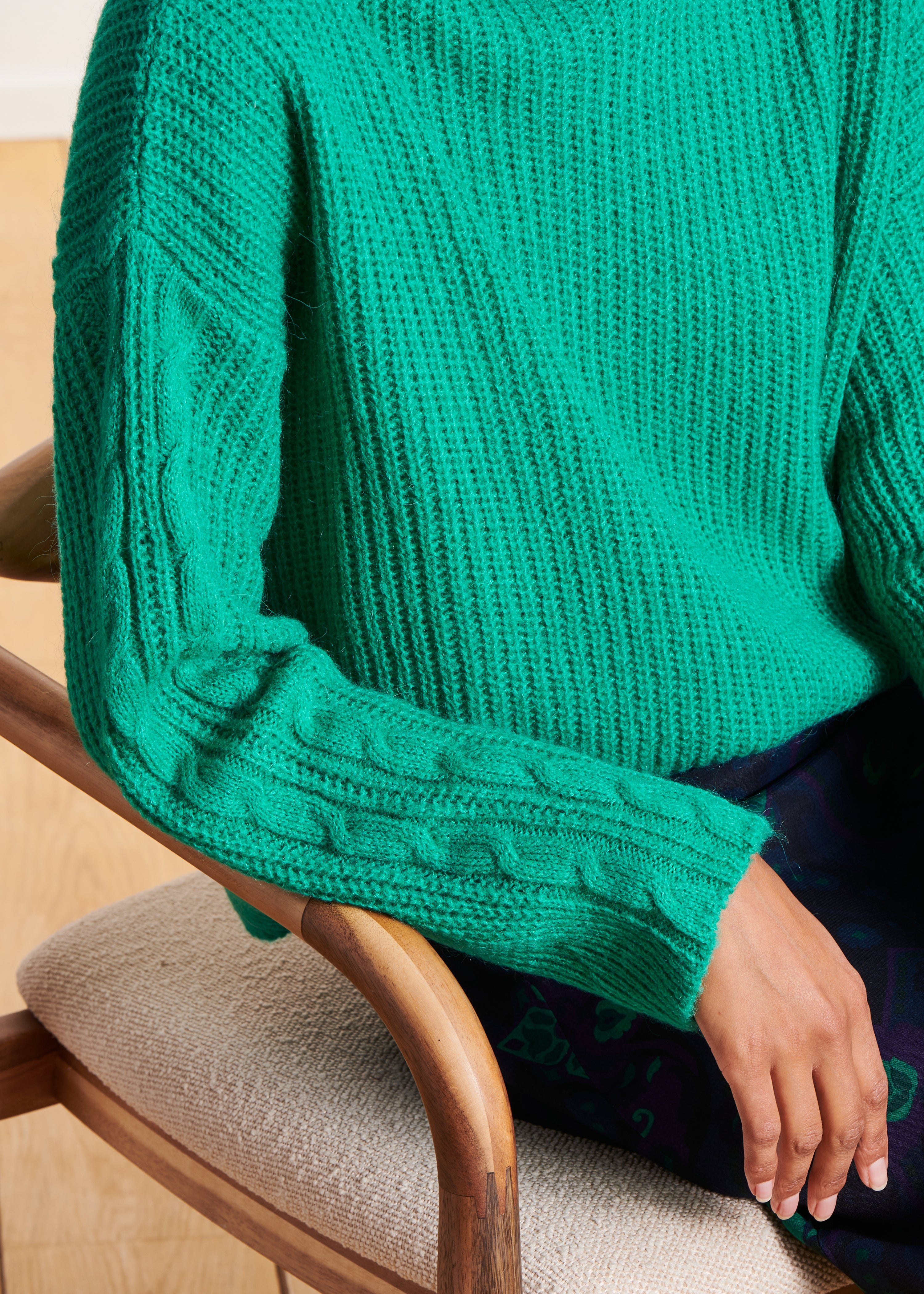 Pull vert menthe à côtes col boule La Fée Maraboutée