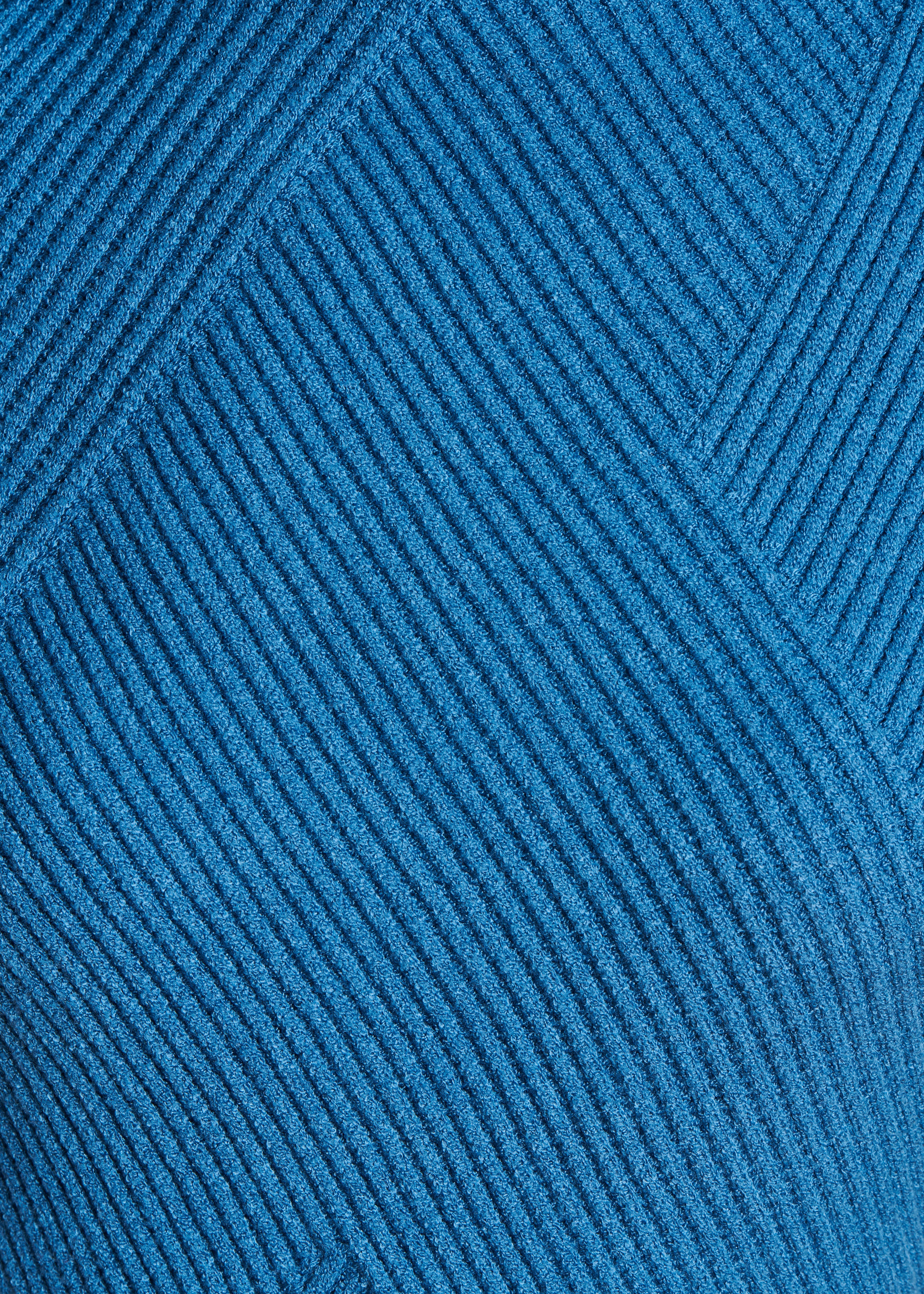 Blue ribbed jumper with stand-up collar