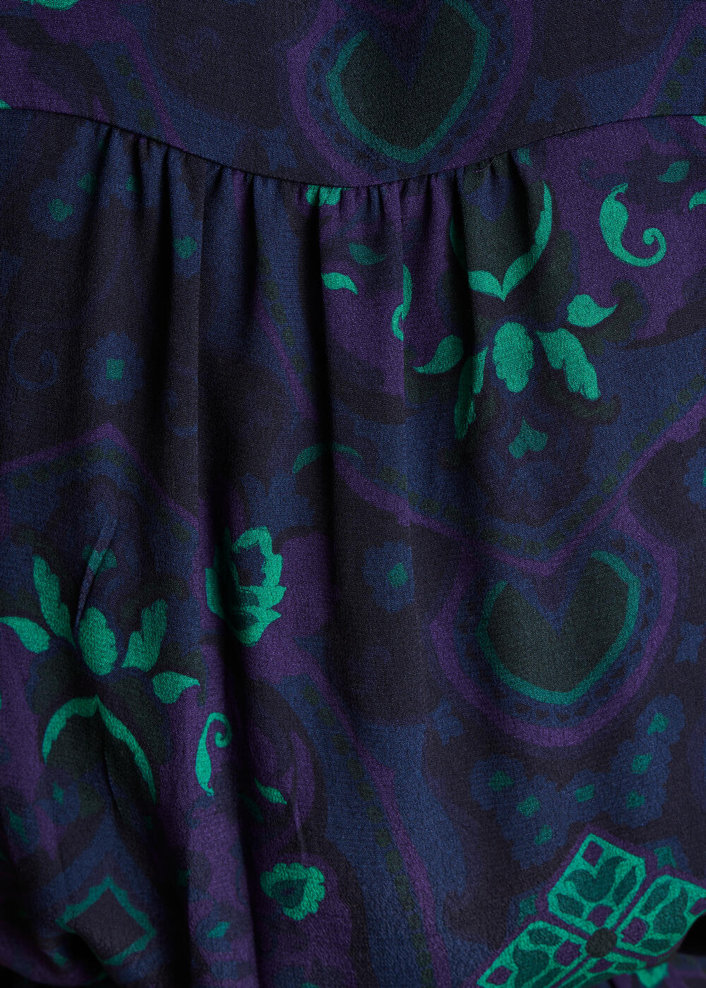 Korte jurk met blauwe en groene print