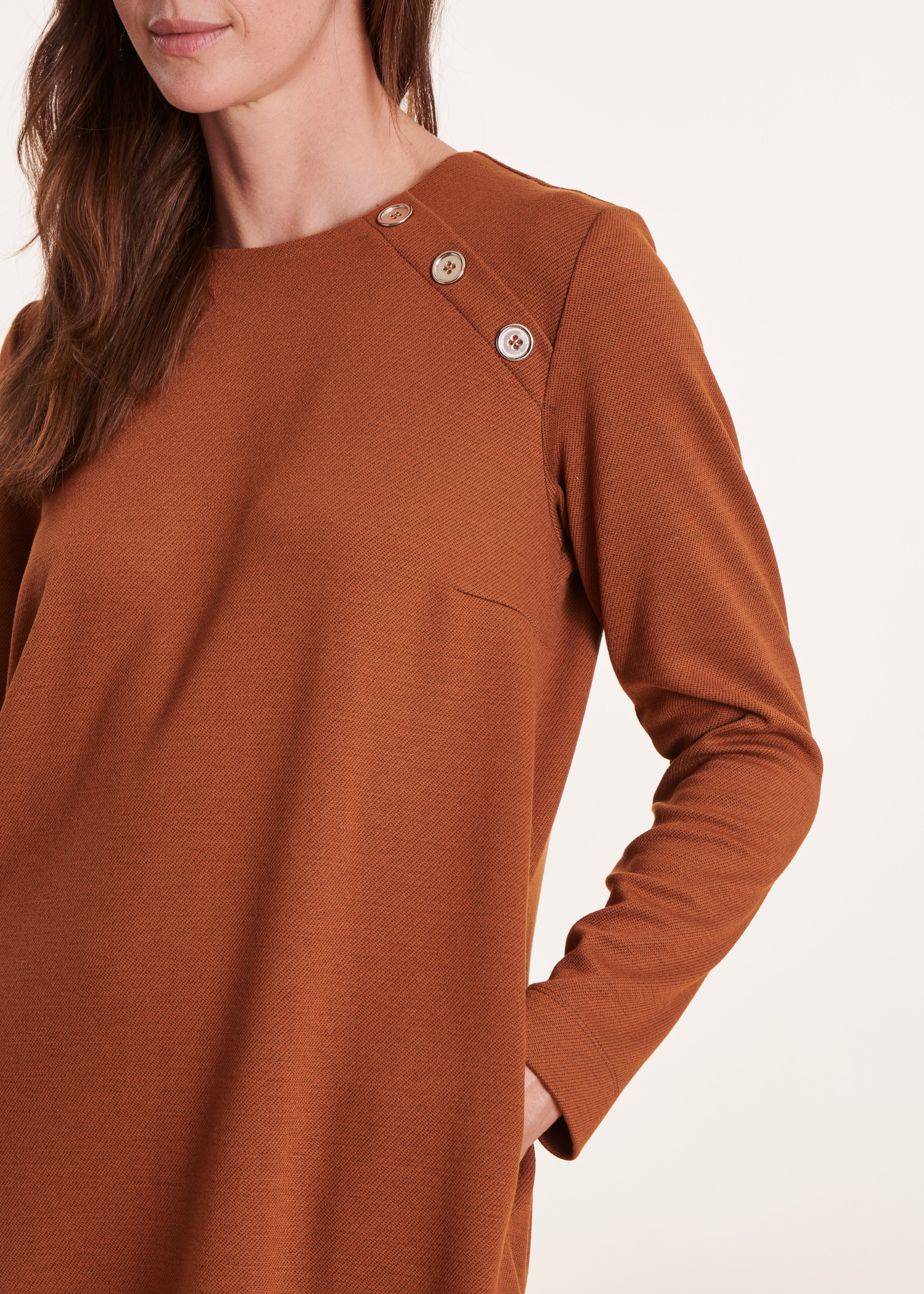 Terracotta off-the-shoulder short dress