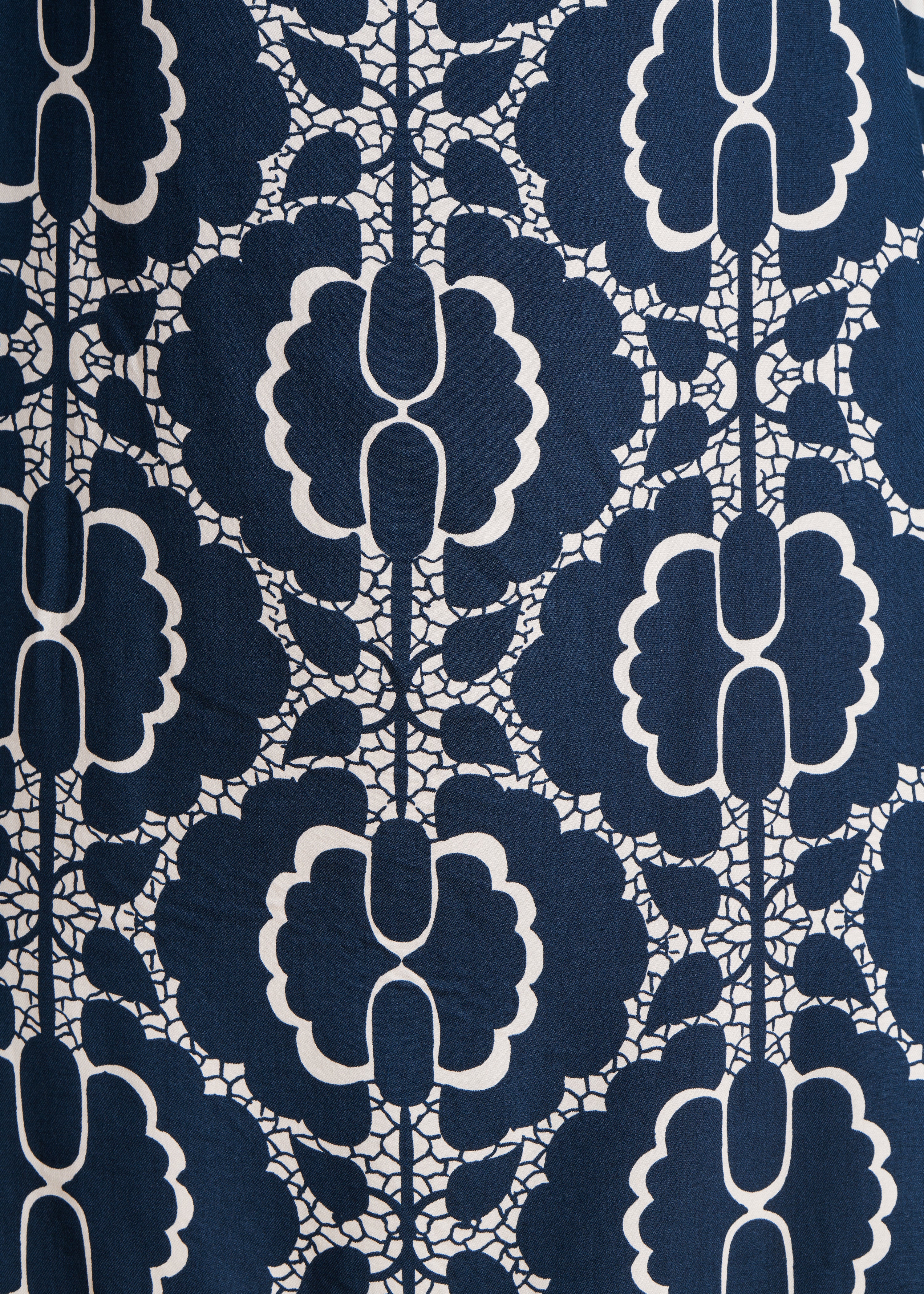 Korte trapezejurk met blauw- wit print