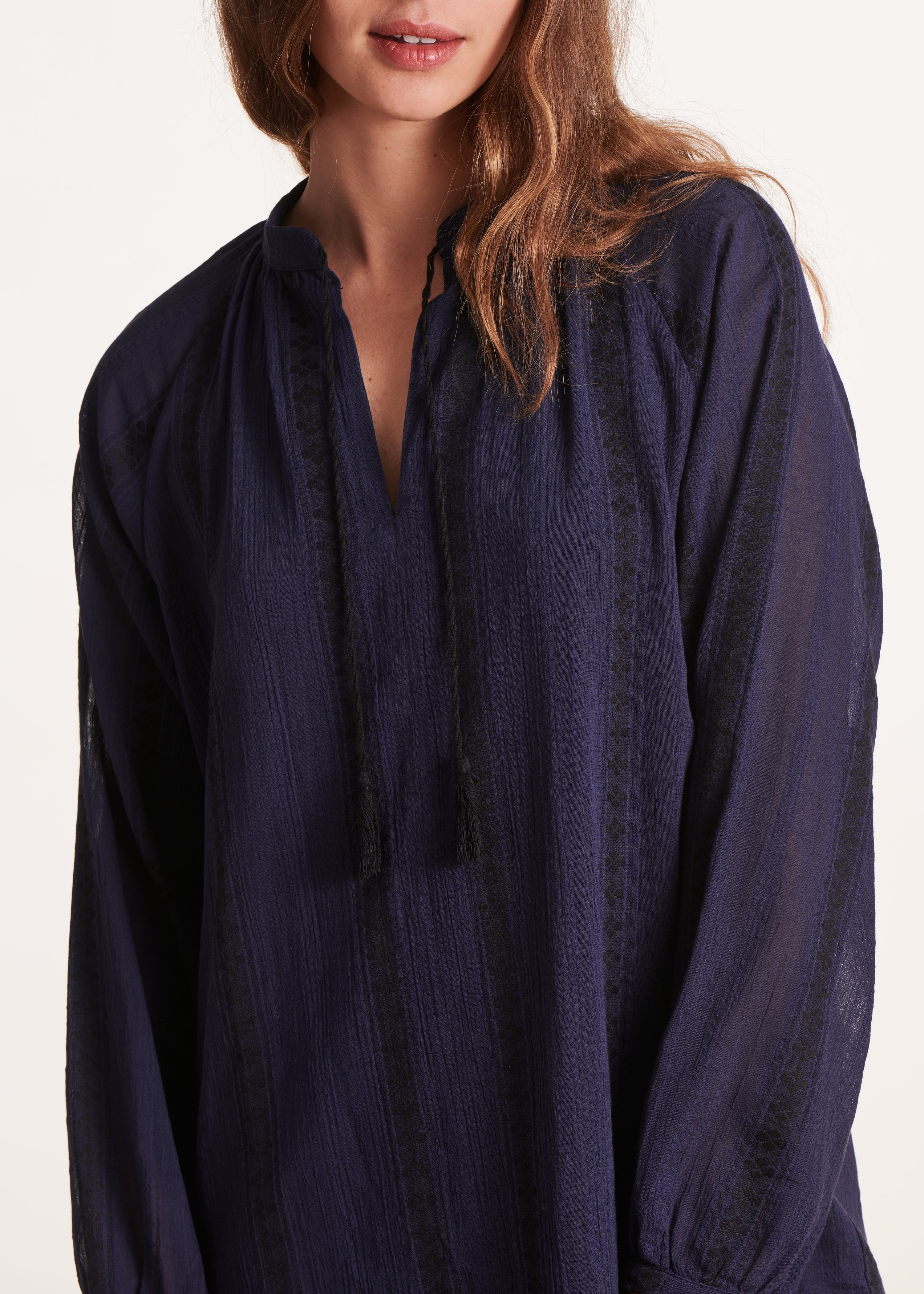 Robe courte ample en voile bleu marine