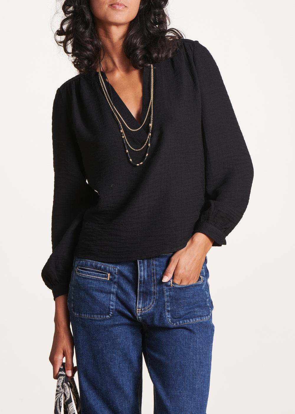 black top with Tunisian neckline