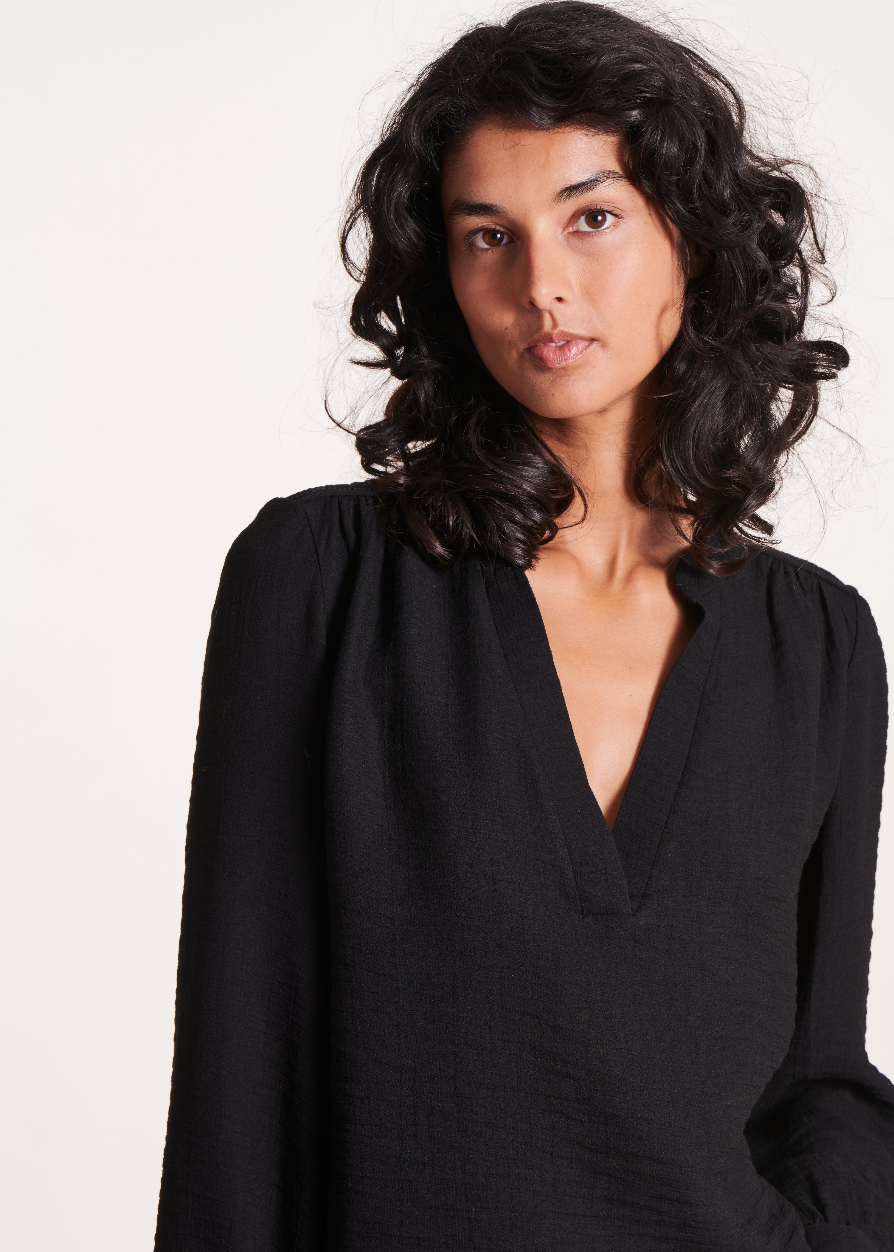 black top with Tunisian neckline