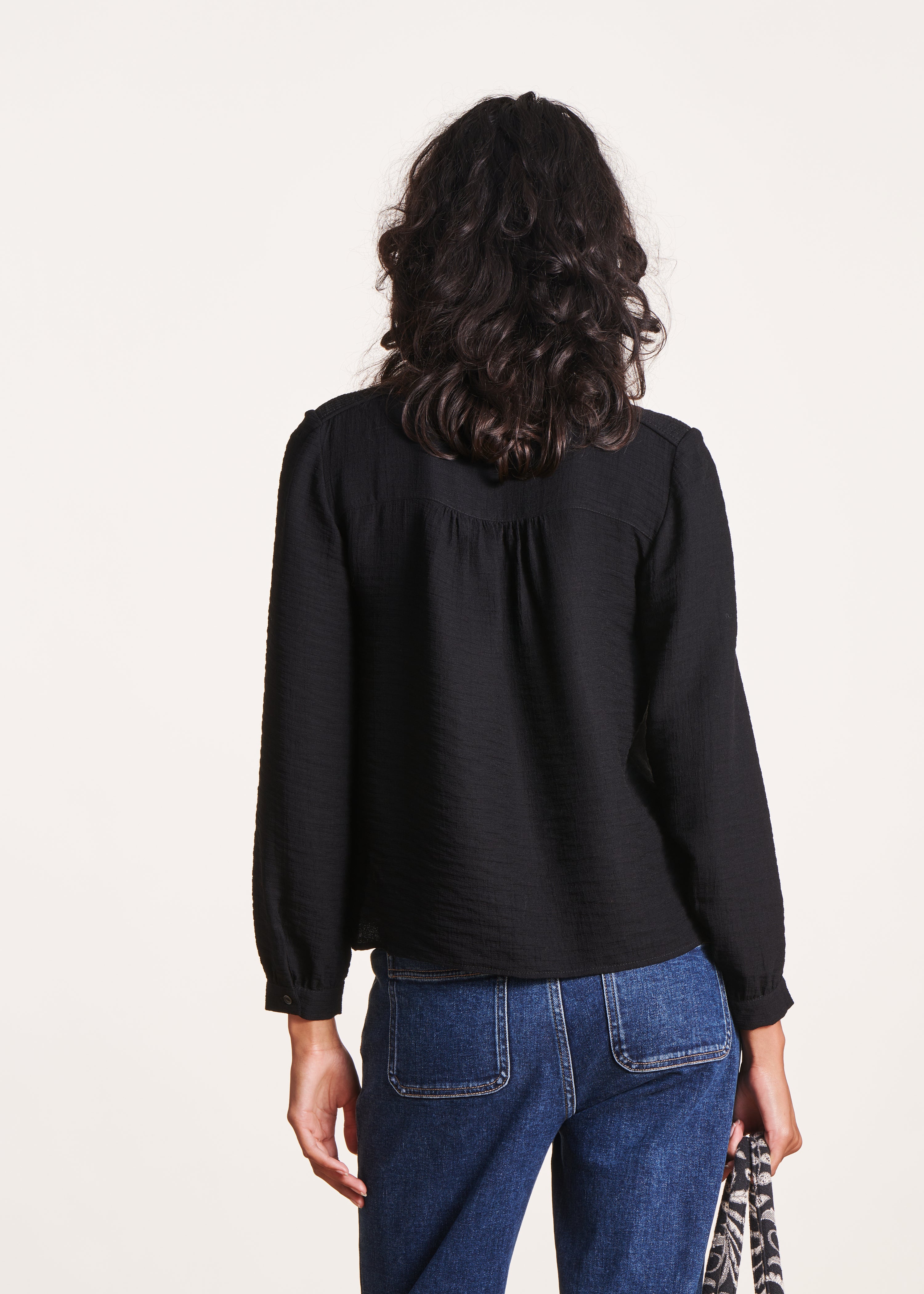 black top with Tunisian neckline