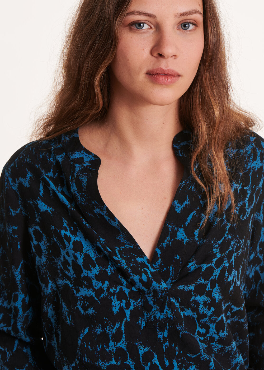 Blue animal print top