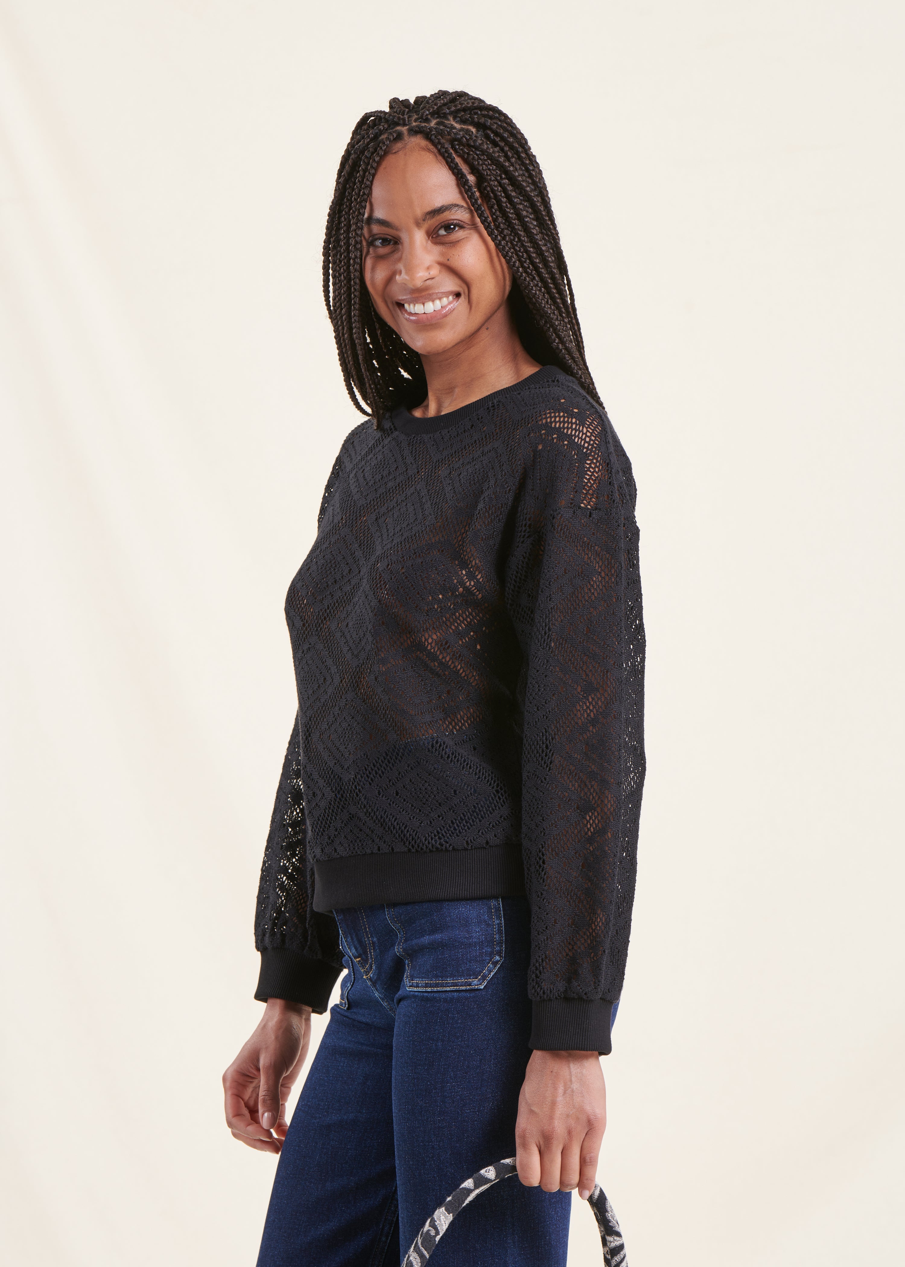 black organic cotton t-shirt with lace