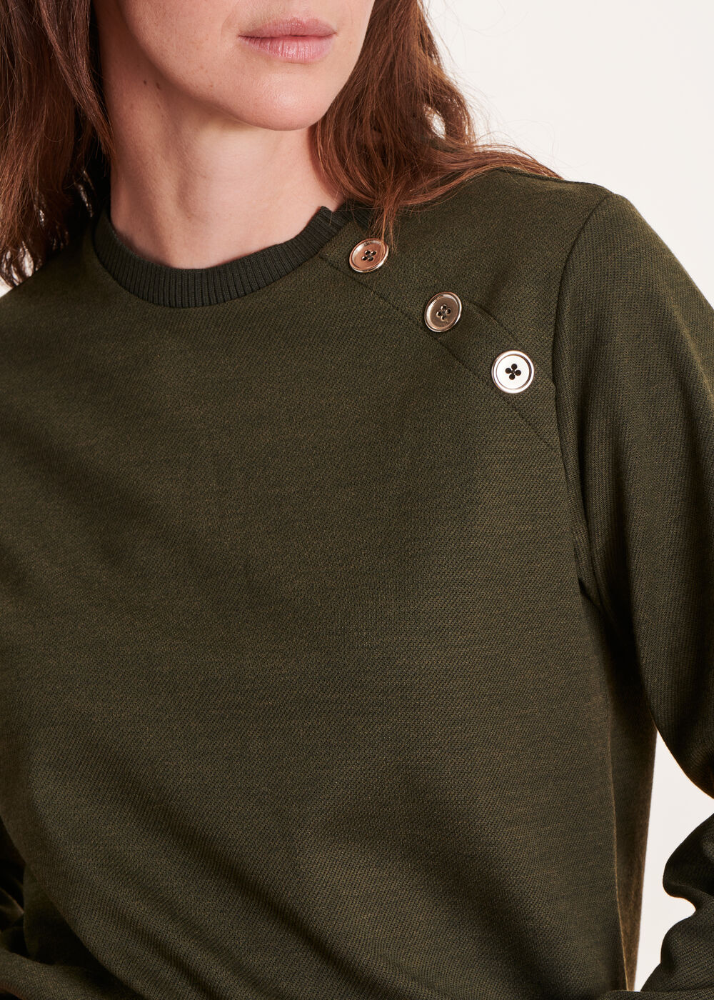 Khaki long-sleeved sweatshirt