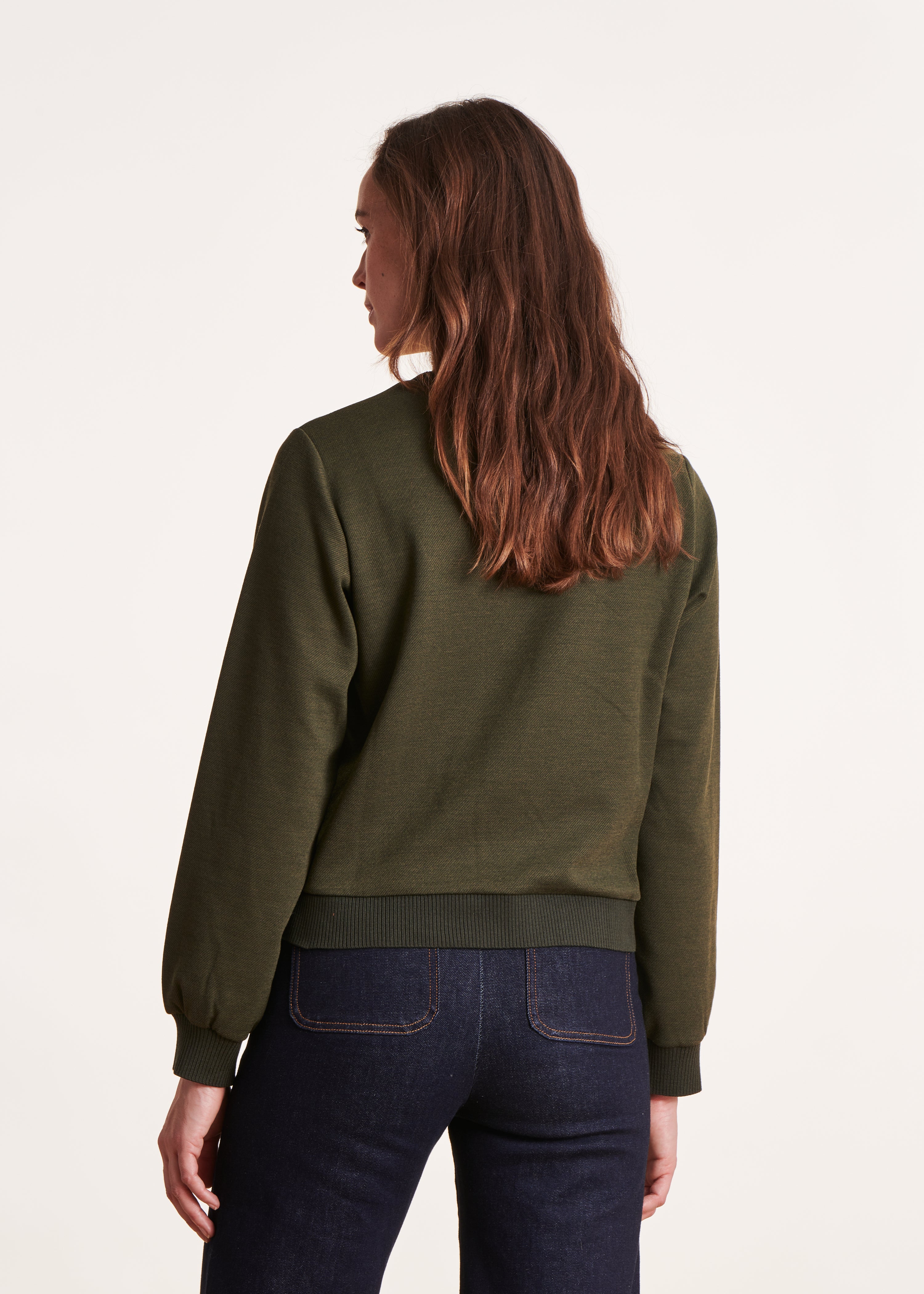 Khaki long-sleeved sweatshirt