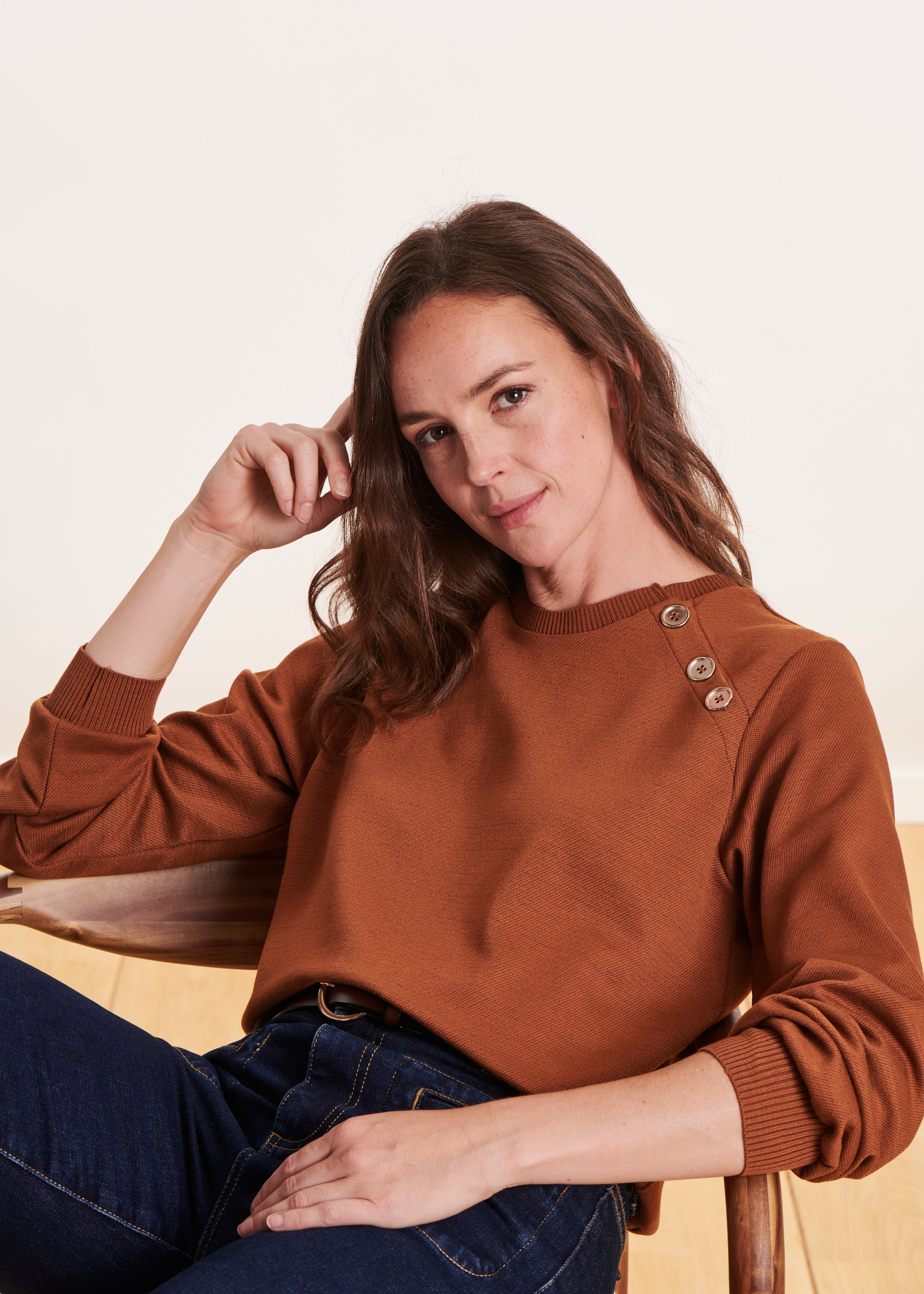 Terracotta sweatshirt met lange mouwen