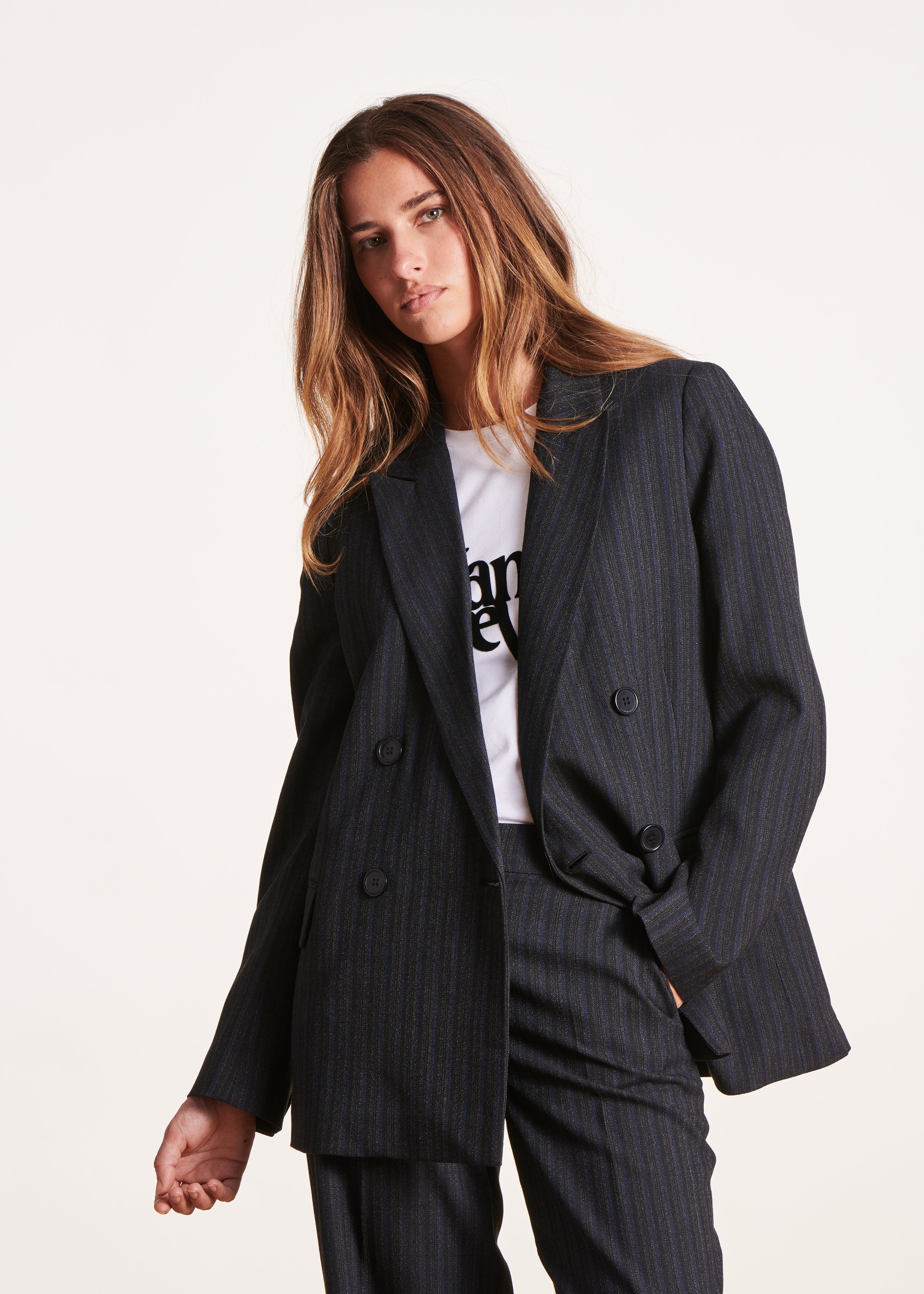 Veste blazer noir et bleu La Fée Maraboutée - Main Image