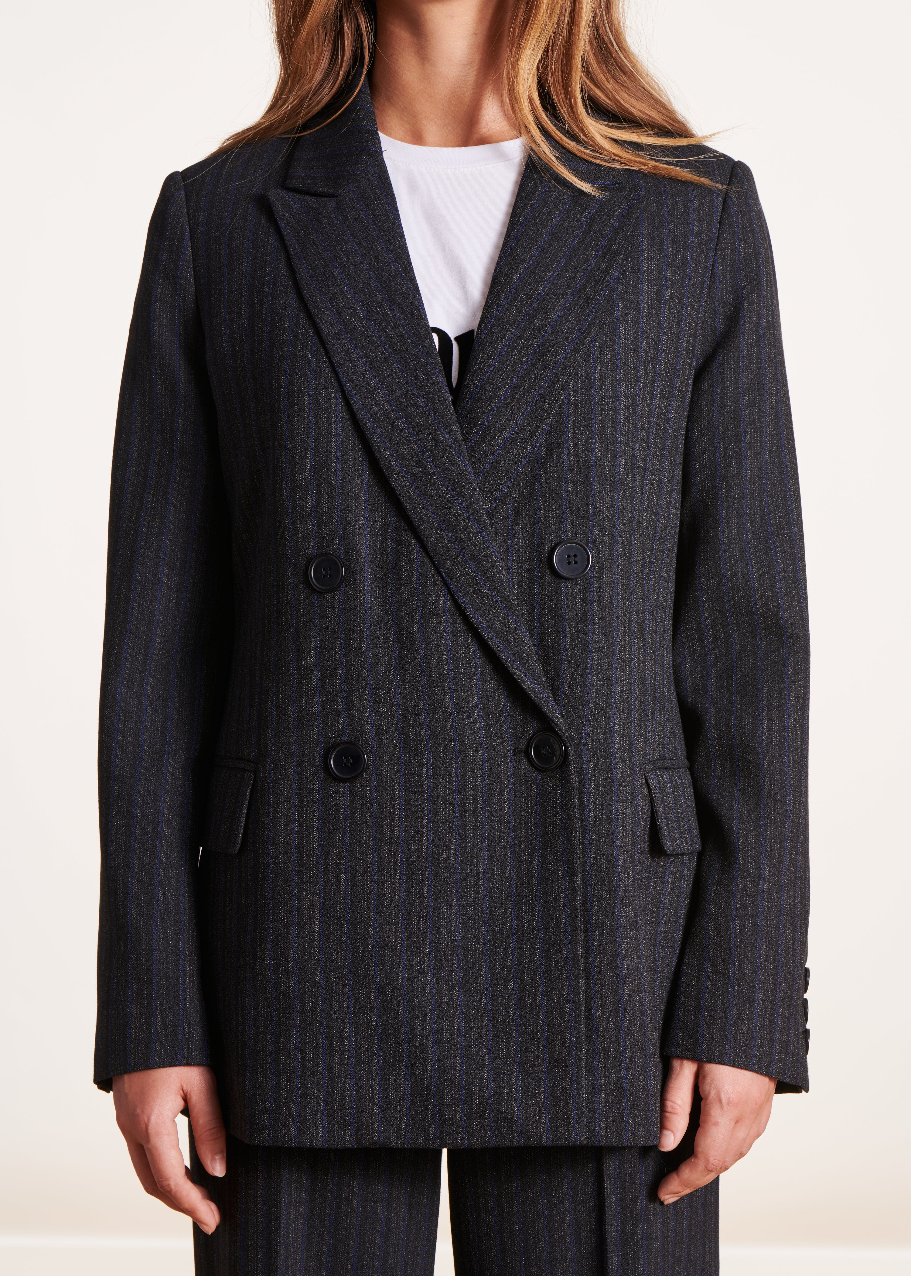 Jaqueta blazer preto e azul