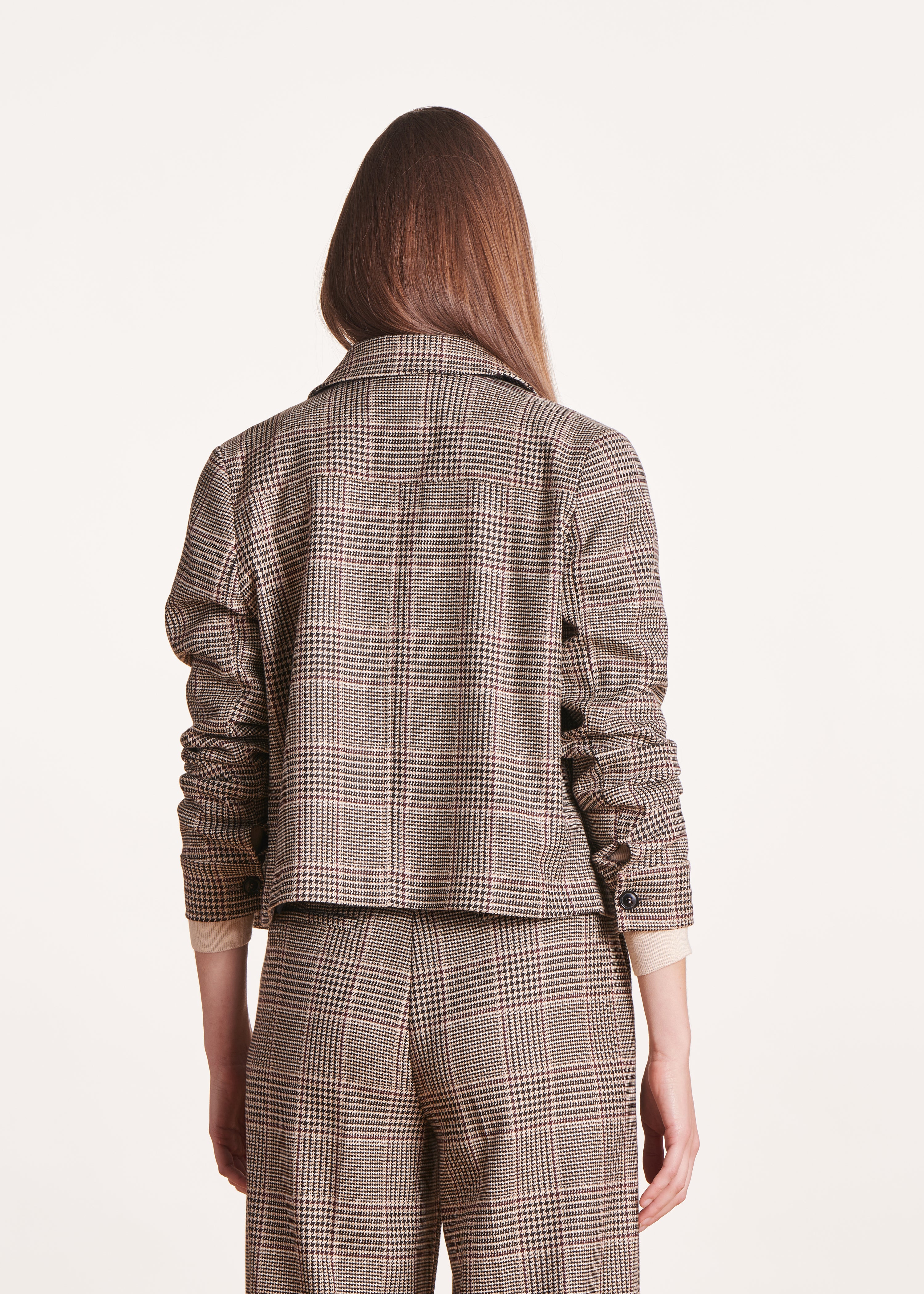 Brown plaid short jacket