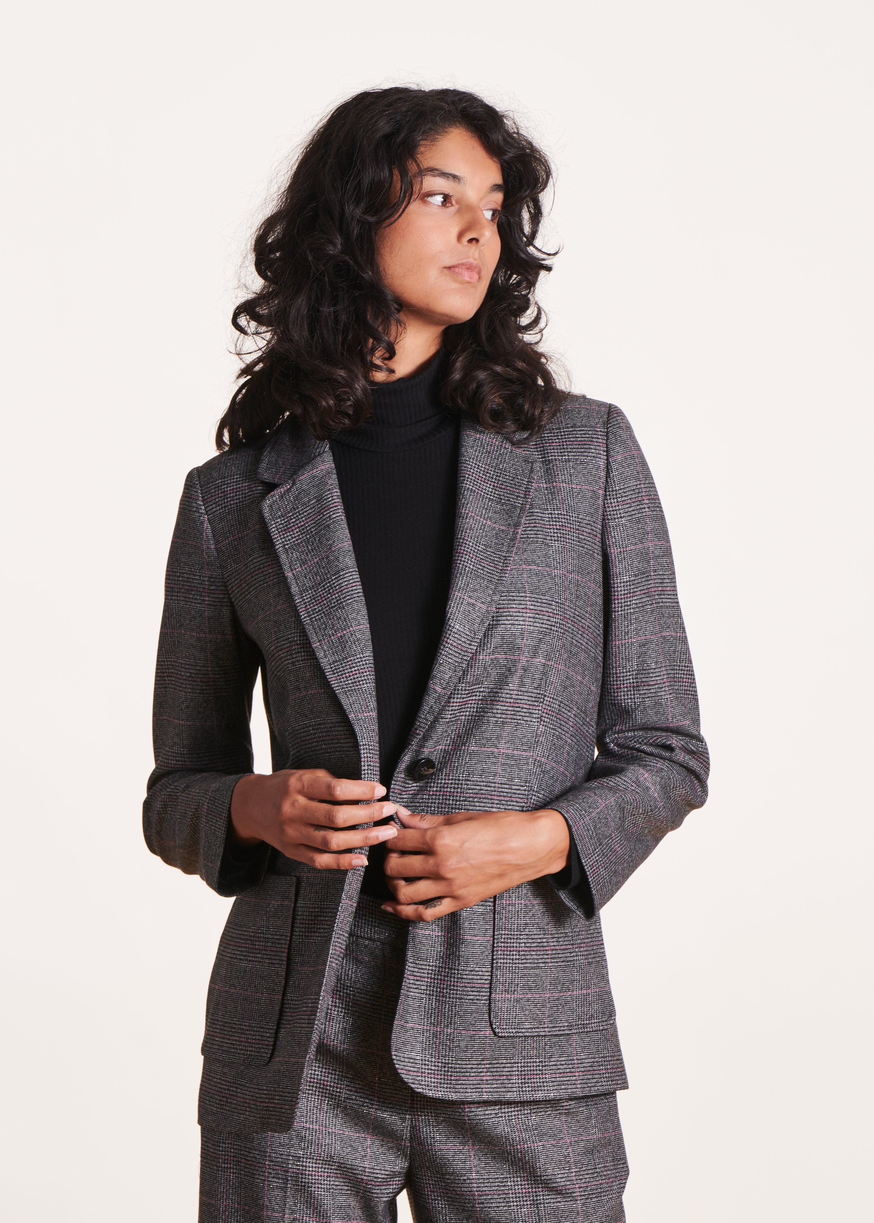 Grey checked suit jacket