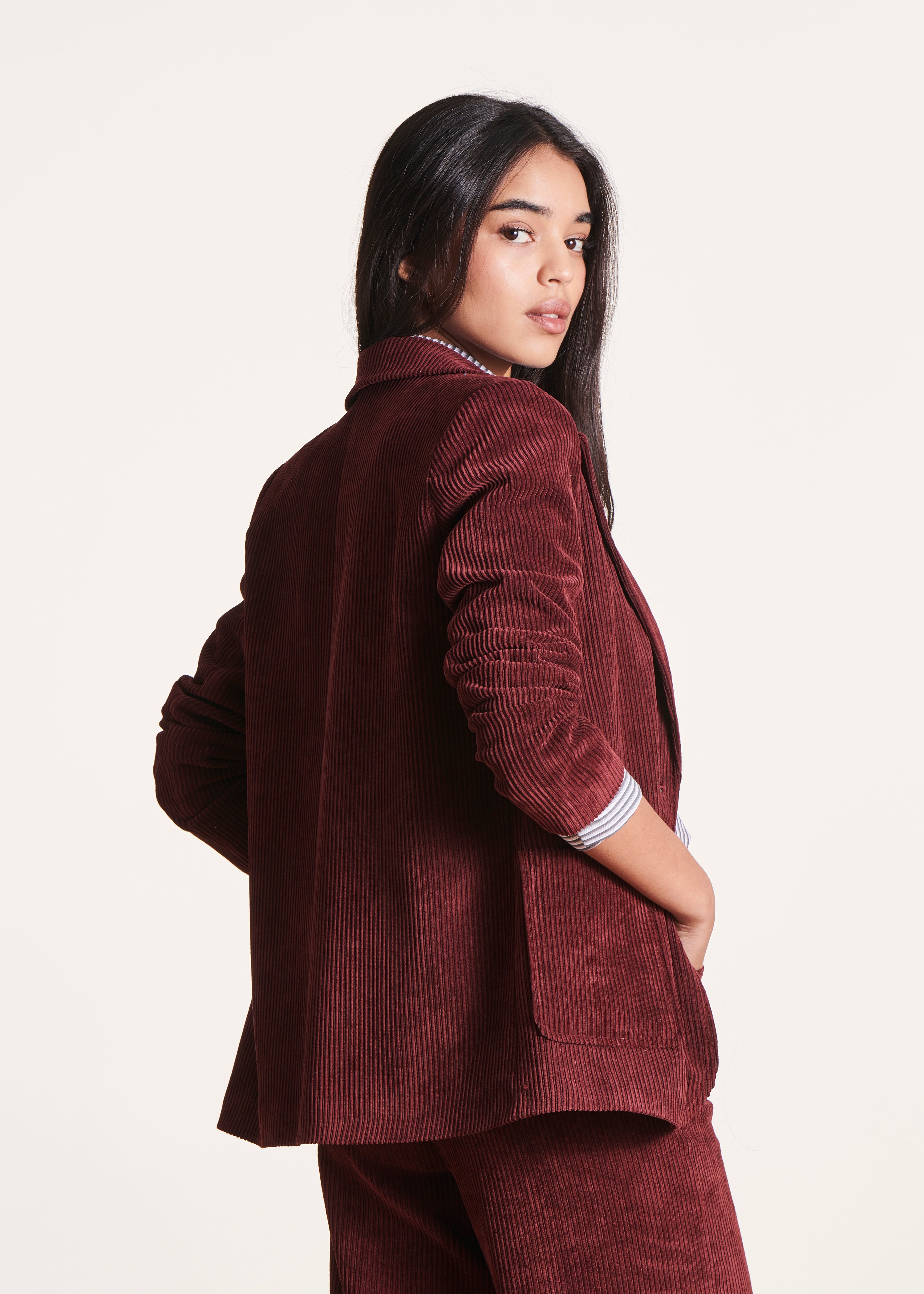 Burgundy velvet suit jacket