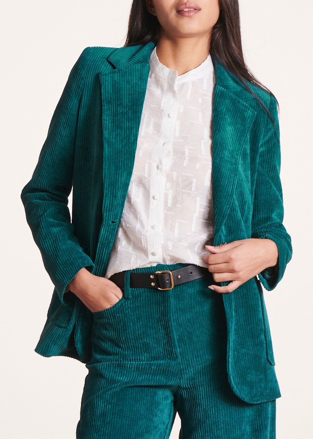 Petrolblaue Kostümjacke aus Samt