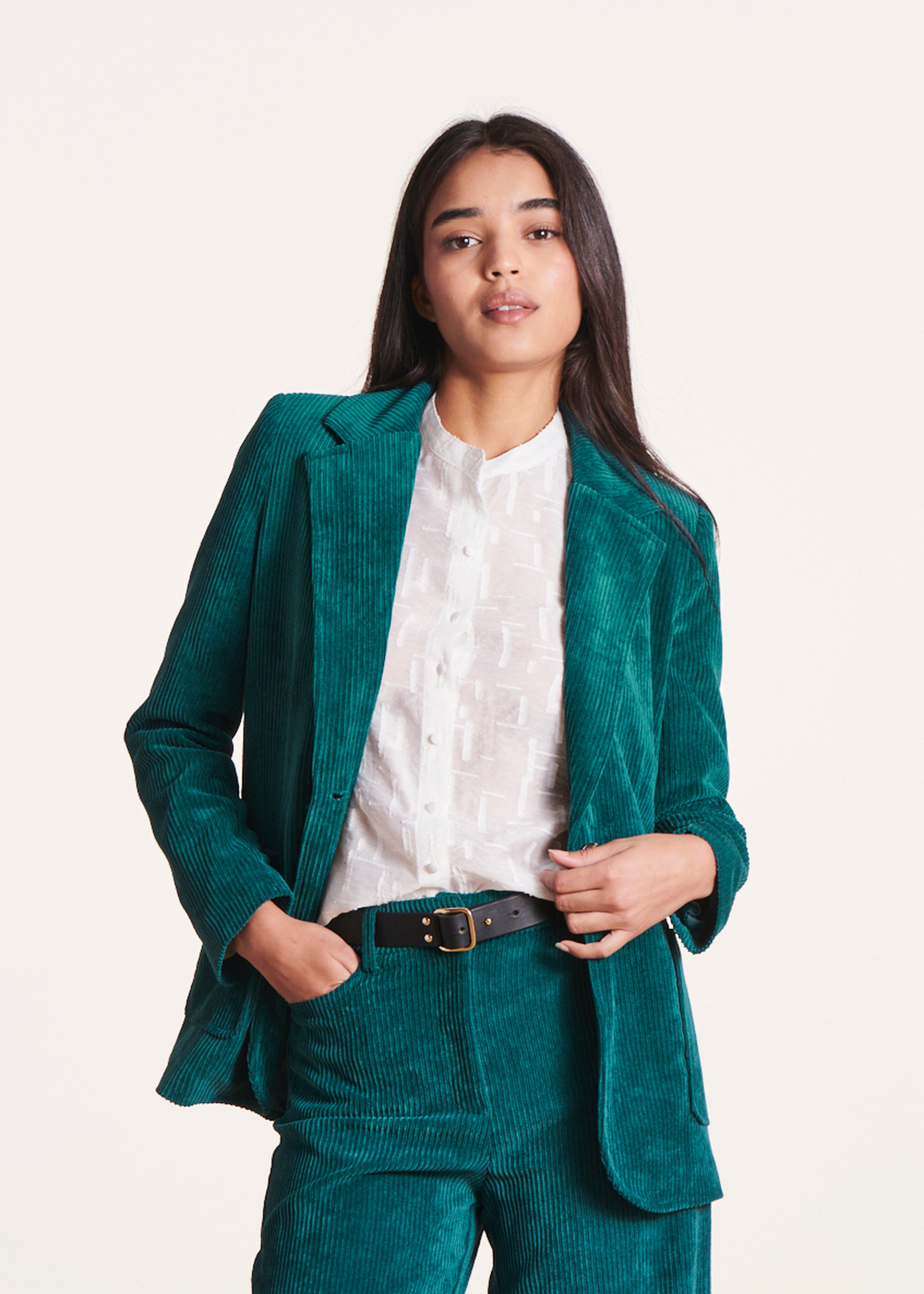 Petrol blue velvet suit jacket