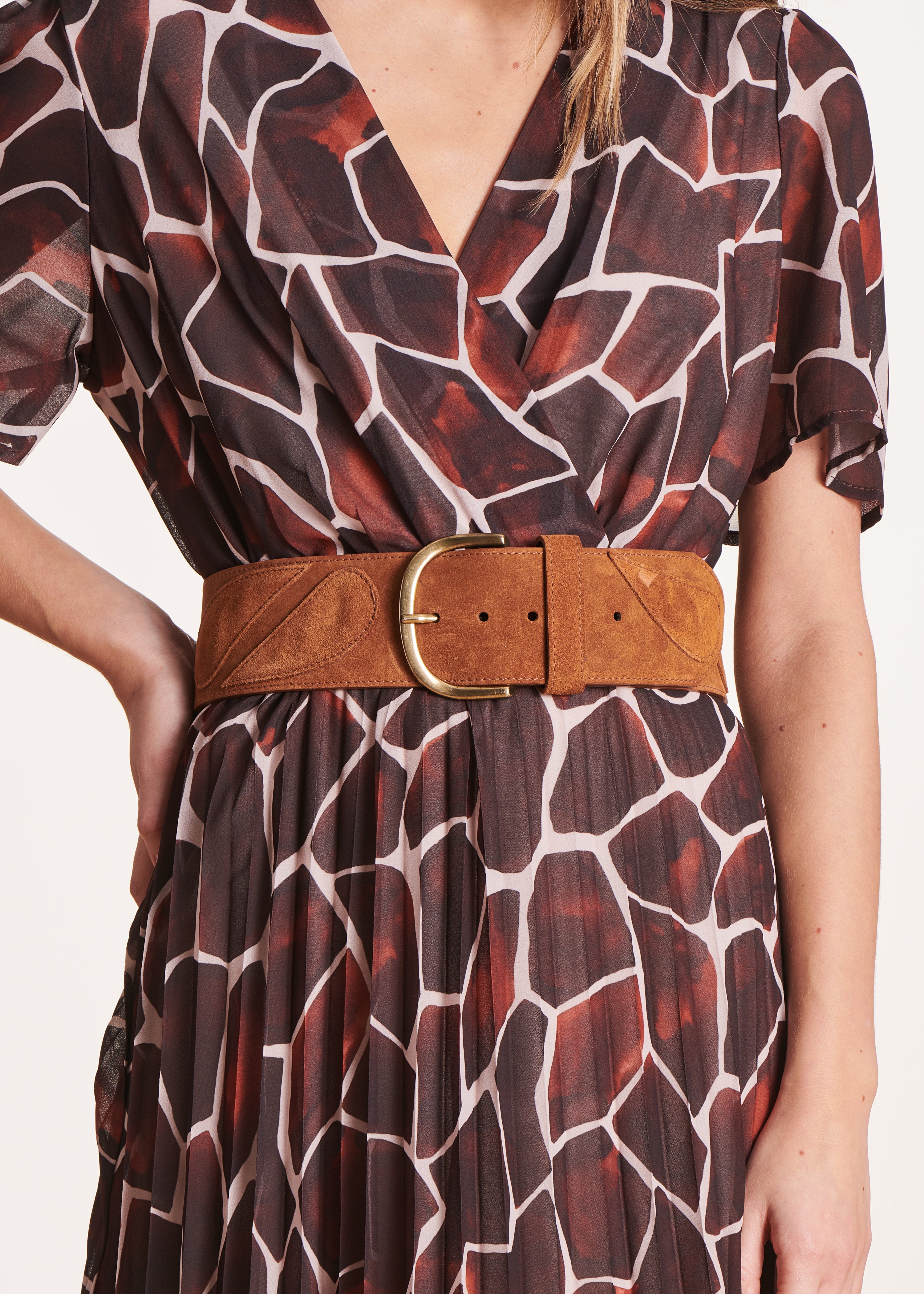 Ceinture large en cuir cognac