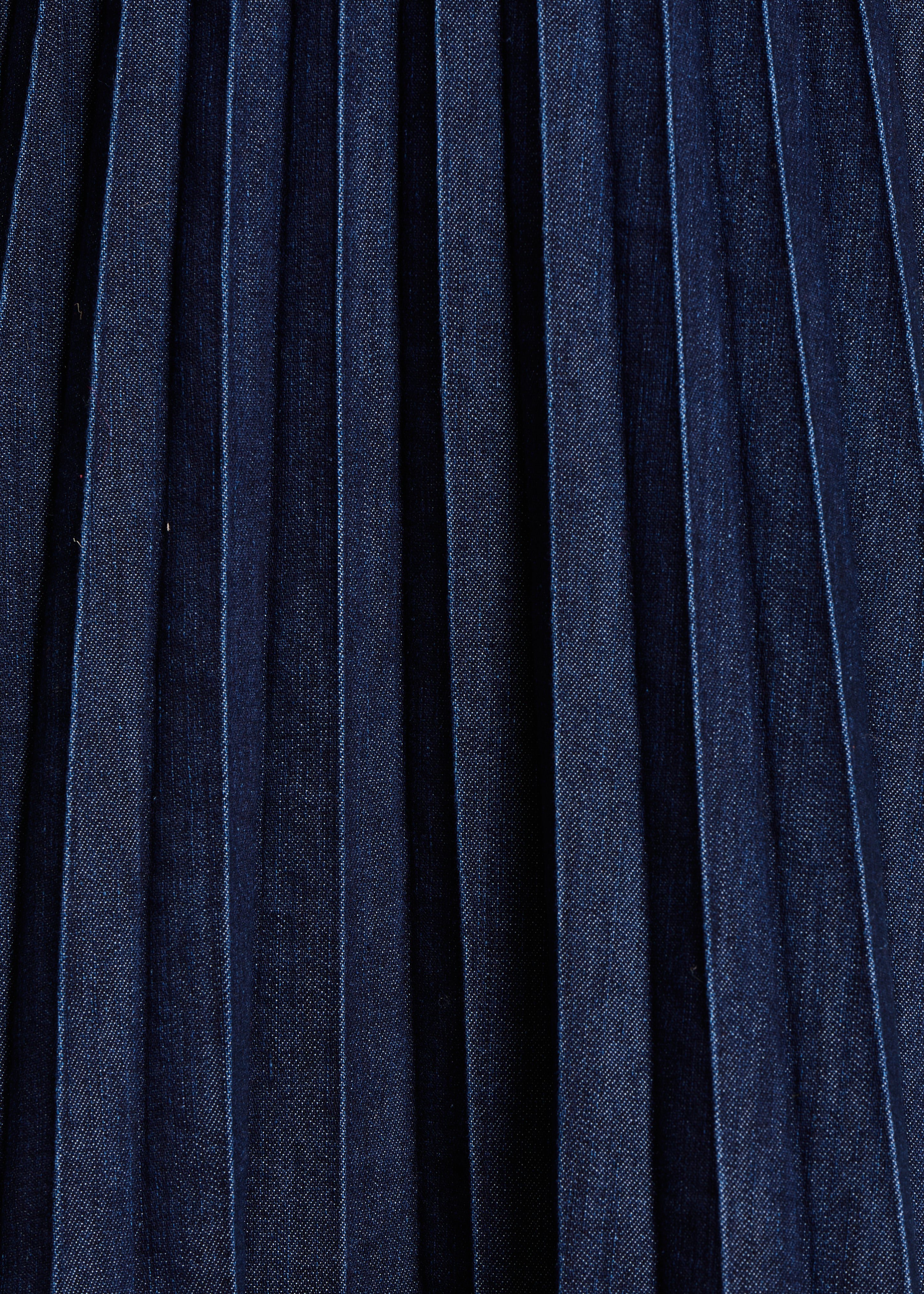 Jupe longue plissée en jean brut